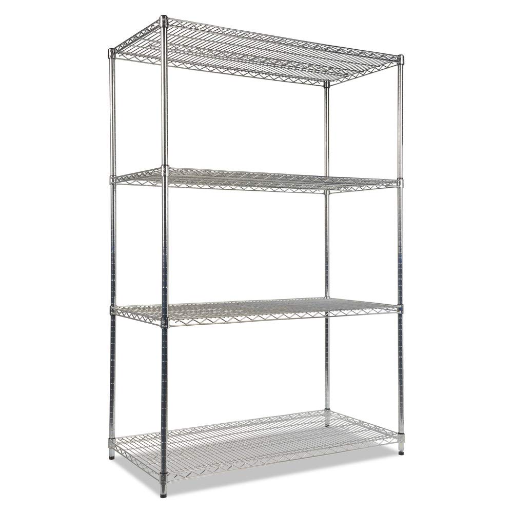 Alera ALESW504824SR Heavy-Duty Industrial Wire Shelving Starter Kit - 4-Tier Metal Storage Rack, 48