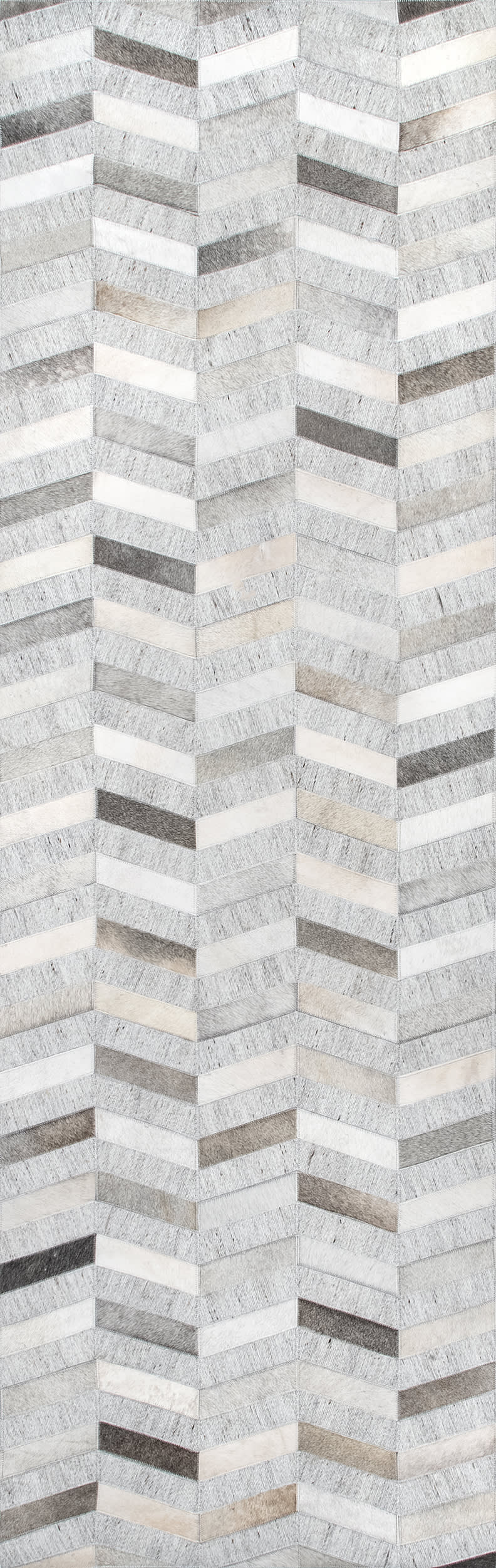 Premium Cowhide Herringbone Pattern Area Rug in Silver - Luxurious Living Room & Bedroom Decor for Modern Homes