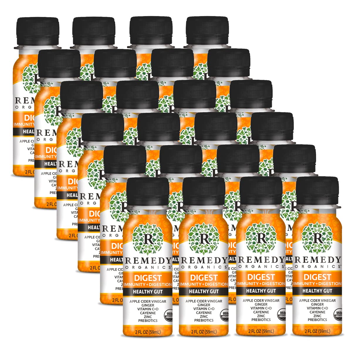 Remedy Organics Immunity Plus Shot 24-Pack - Organic Energy Booster for Digestion, Brain Function & Metabolism - Detox Support - USDA Certified Organic - Perfect for Daily Wellness & Immune Support