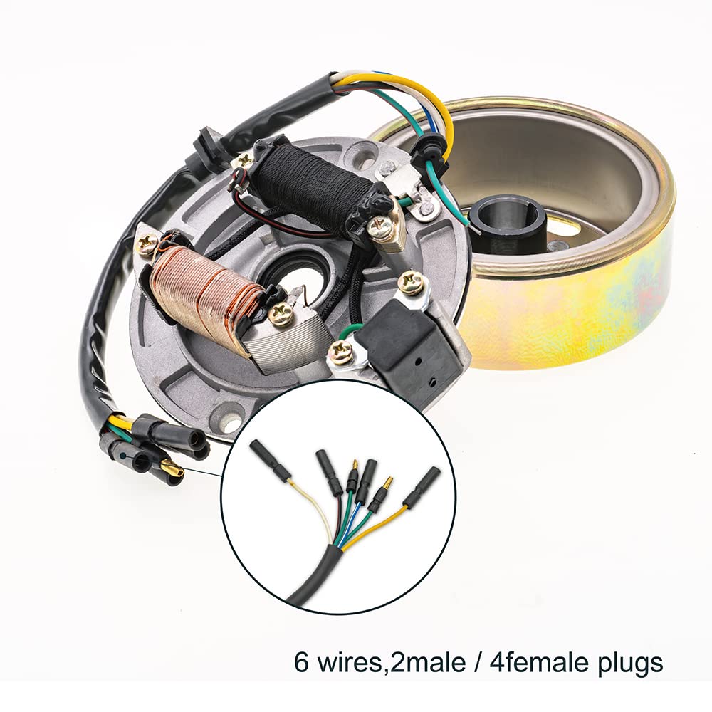 2 Coil Ignition Magneto Stator Flywheel Rotor Kit for 50cc-125cc ATV Quad Dirt Bikes - Compatible with Taotao, Kazuma, SSR, Baja 4 Wheelers - Perfect for Engine Repair & Off-Road Performance Upgrades