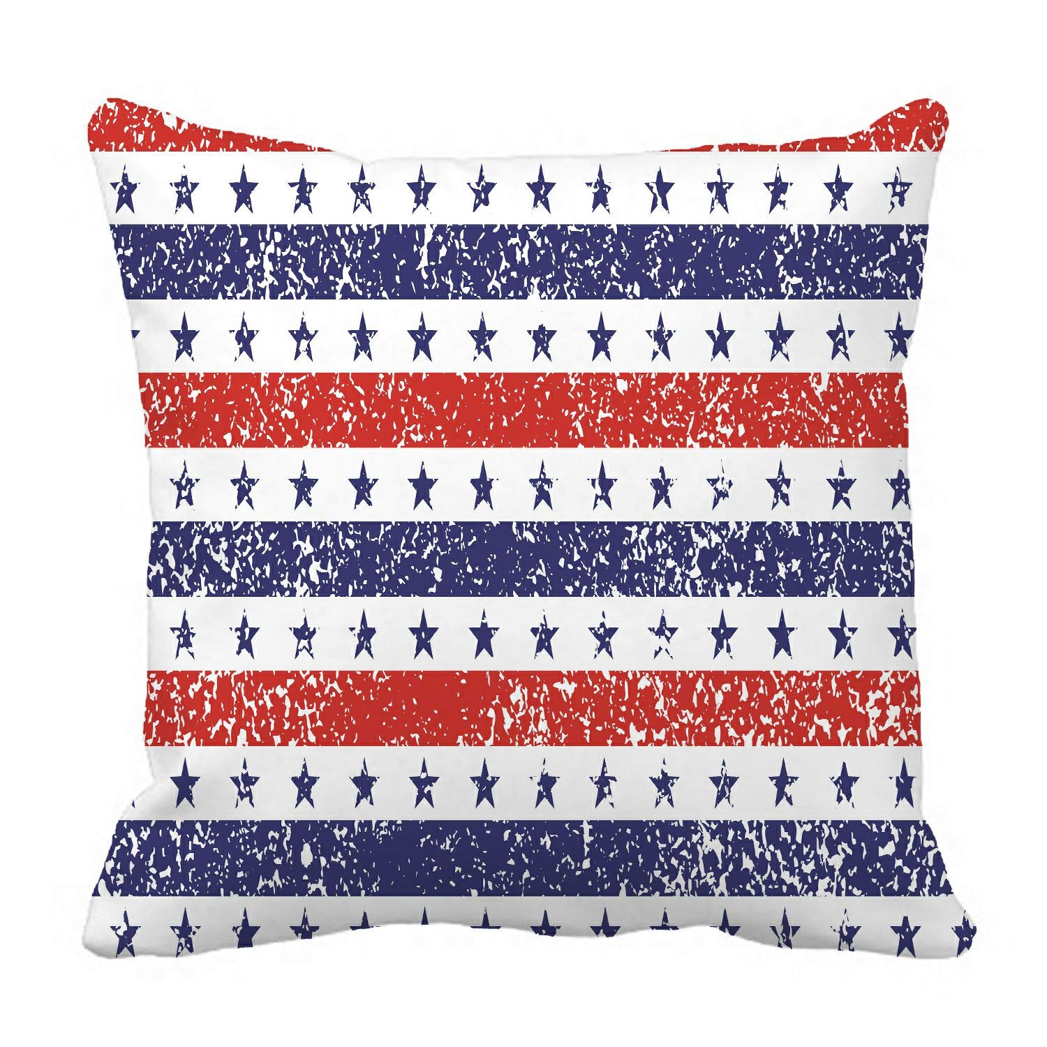 ABPHQTO Patriotic 4th of July Stars & Stripes Grunge Pillow Cover - 18x18 Inch Reversible Couch & Bed Pillow Case - Perfect for Independence Day Decor, Living Room & Bedroom