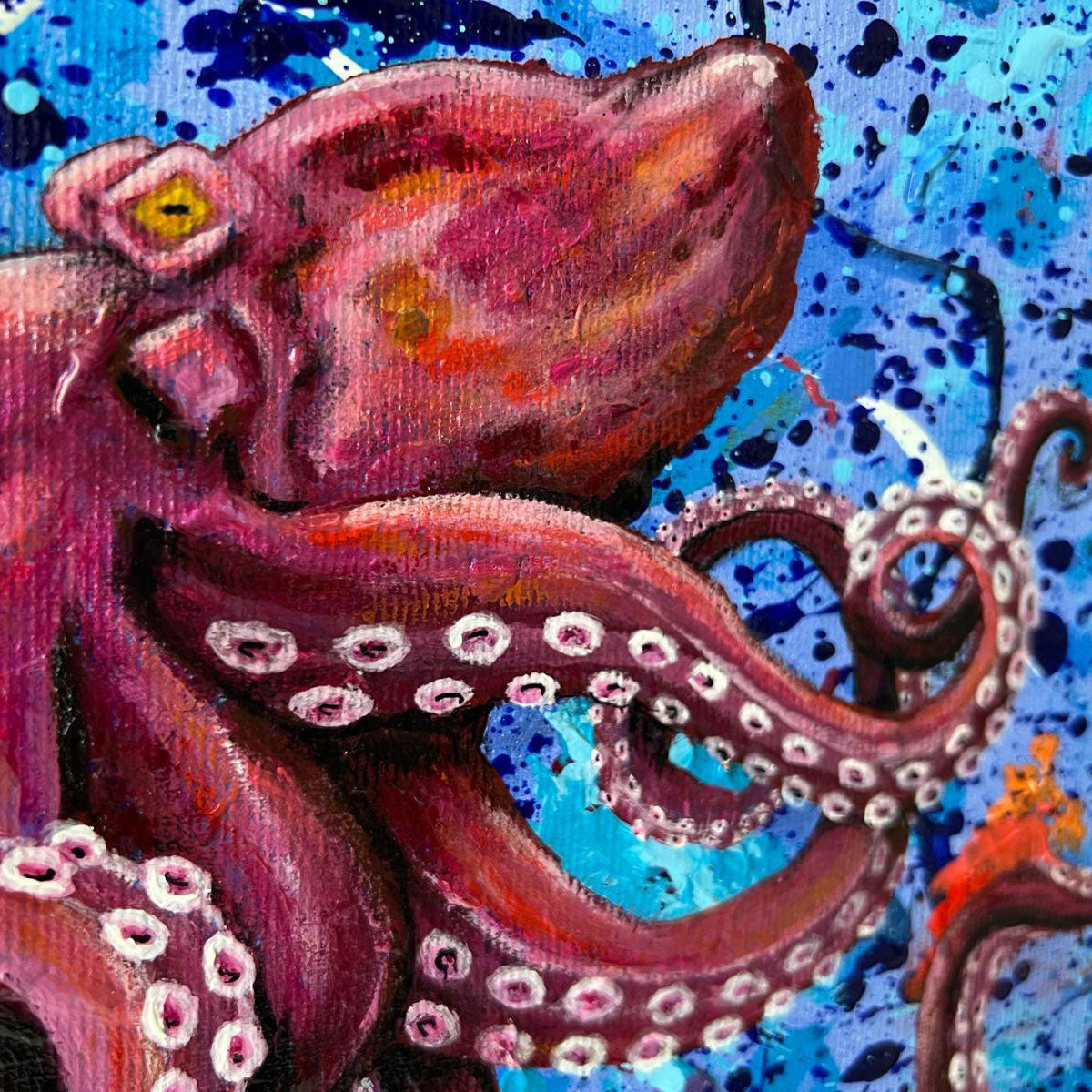 Octo Acrylic Painting on Canvas - Modern Wall Art for Living Room, Bedroom & Office Decor
