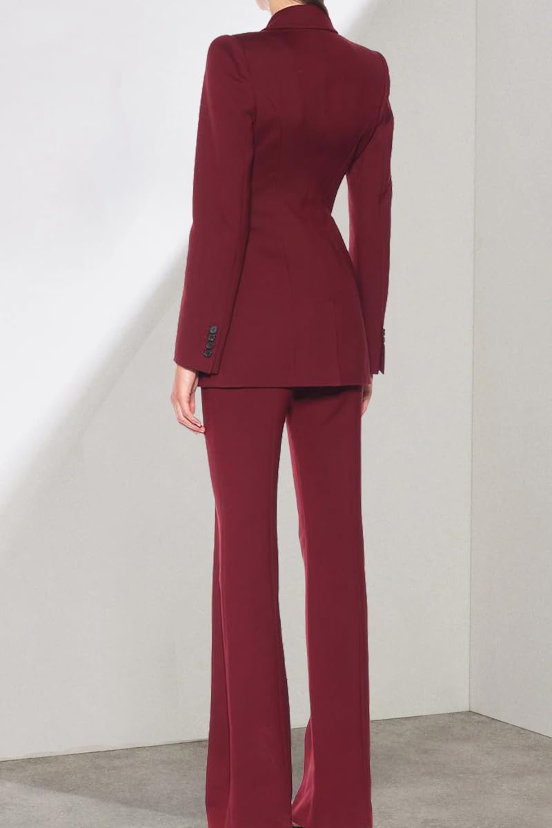 Women's Professional Peak Lapel One Button Suit Set - Interview Blazer & Pants for Business, Office, and Formal Events | Perfect for Job Interviews, Corporate Meetings, and Special Occasions