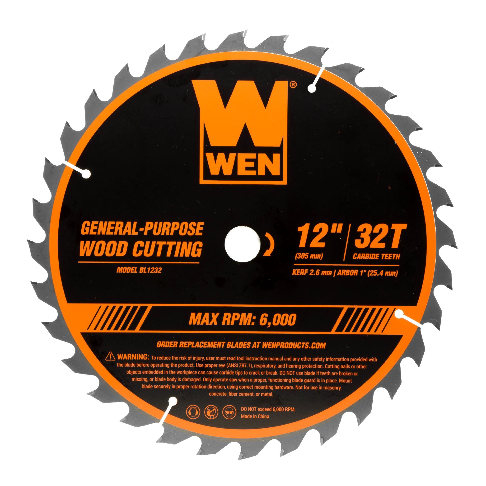 WEN BL1232 12-Inch 32-Tooth & 80-Tooth Carbide-Tipped Woodworking Saw Blade Set (2-Pack) - Perfect for Table Saws, Miter Saws & Circular Saws