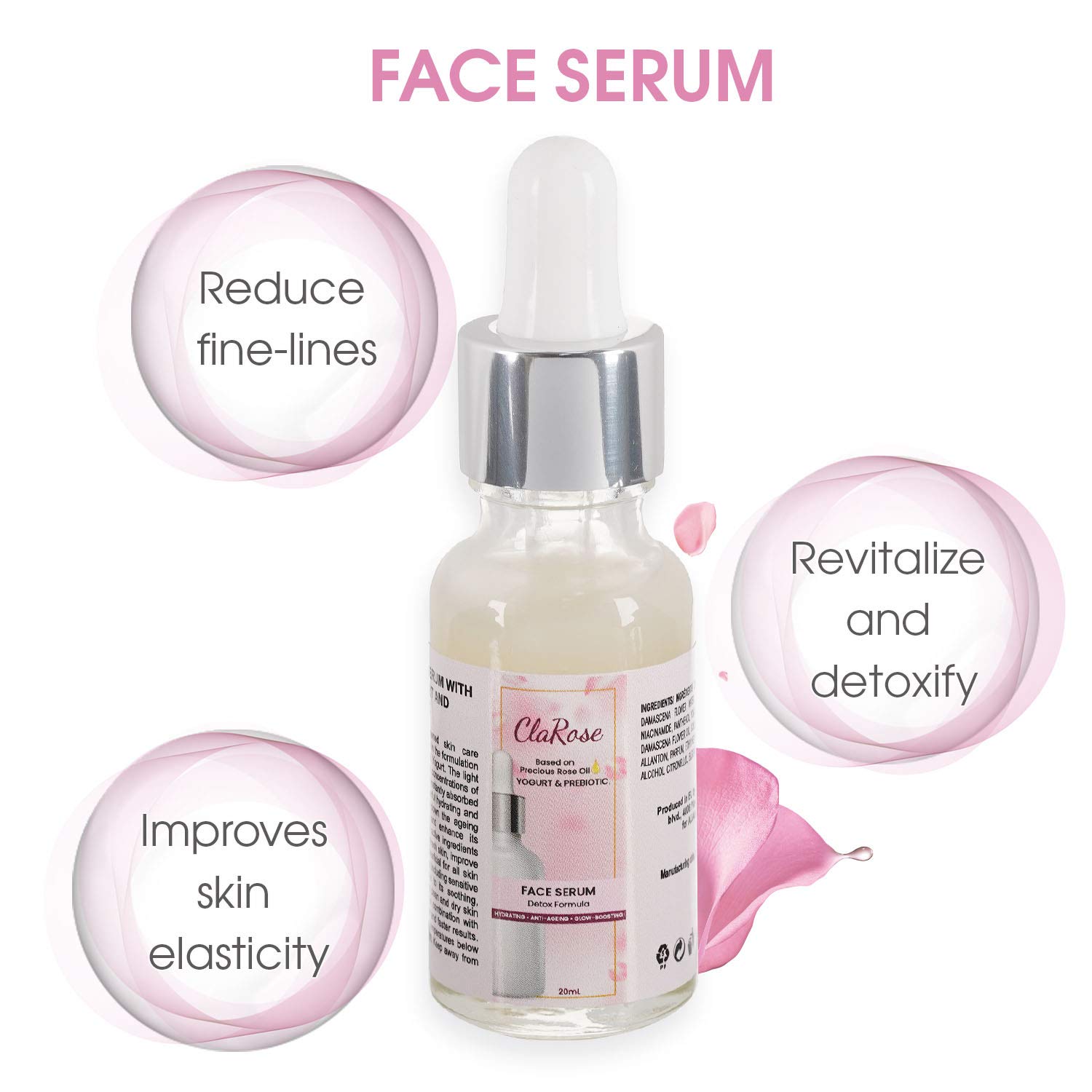 ClaRose Detoxifying Gift Set for Women - 250ml Natural Rose Face Serum & 3 Face Masks | Perfect for Spa Day, Self-Care Routine & Birthday Gifts