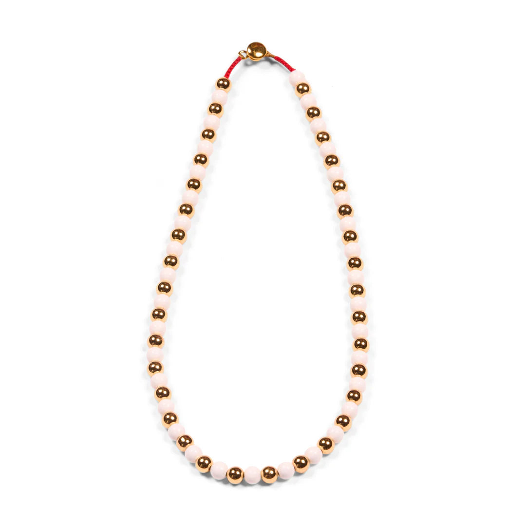 Malibu Sugar Round Bead Necklace - Dainty Gold-Plated Jewelry for Women - Perfect for Beach Parties, Weddings & Everyday Wear