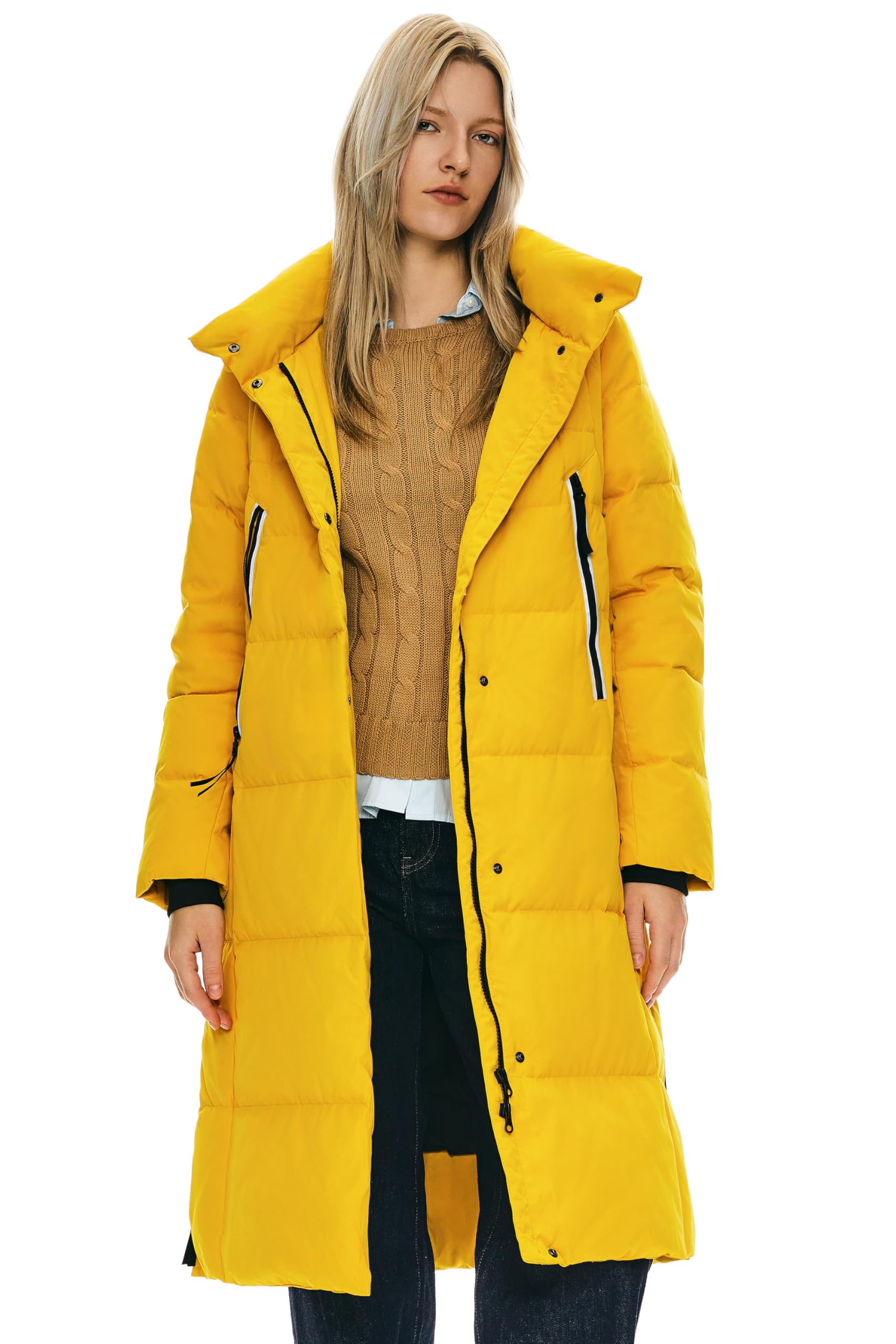 Orolay Women's Thickened Long Down Jacket - Winter Warm Hooded Puffer Coat with Side Zipper Pockets | Perfect for Cold Weather, Snow Activities & Outdoor Adventures