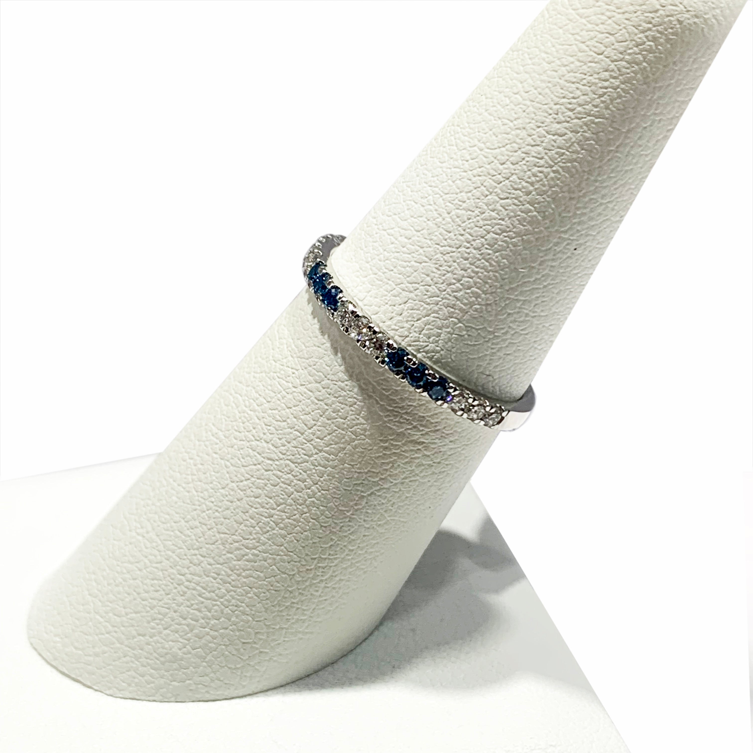 14K White Gold Lab-Created Blue Diamond Ring for Women - Elegant Engagement, Wedding, Anniversary Jewelry Gift