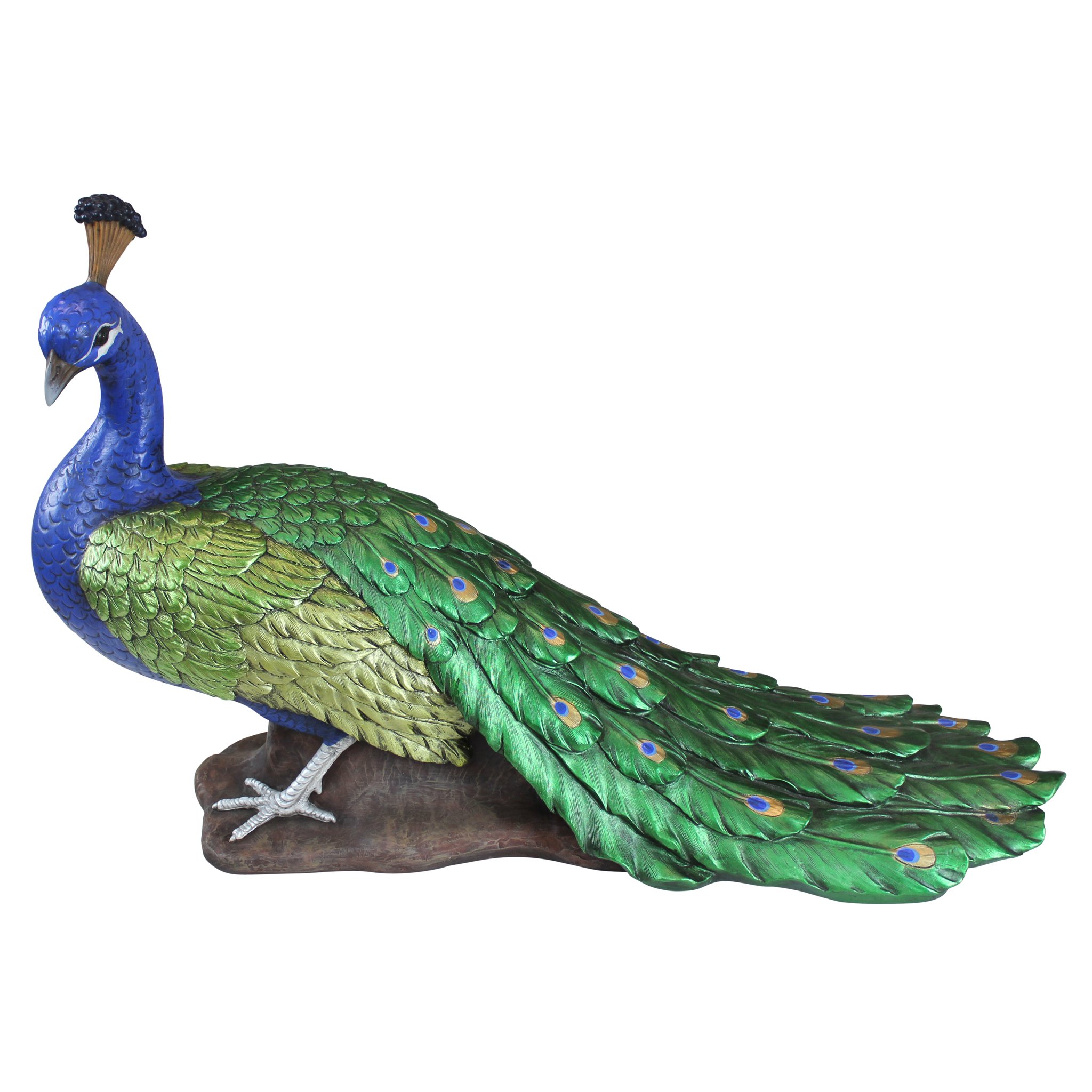 Design Toscano The Regal Peacock Garden Statue - Elegant Outdoor Decor for Patio, Lawn & Garden - Perfect for Backyard, Poolside & Landscape Decoration