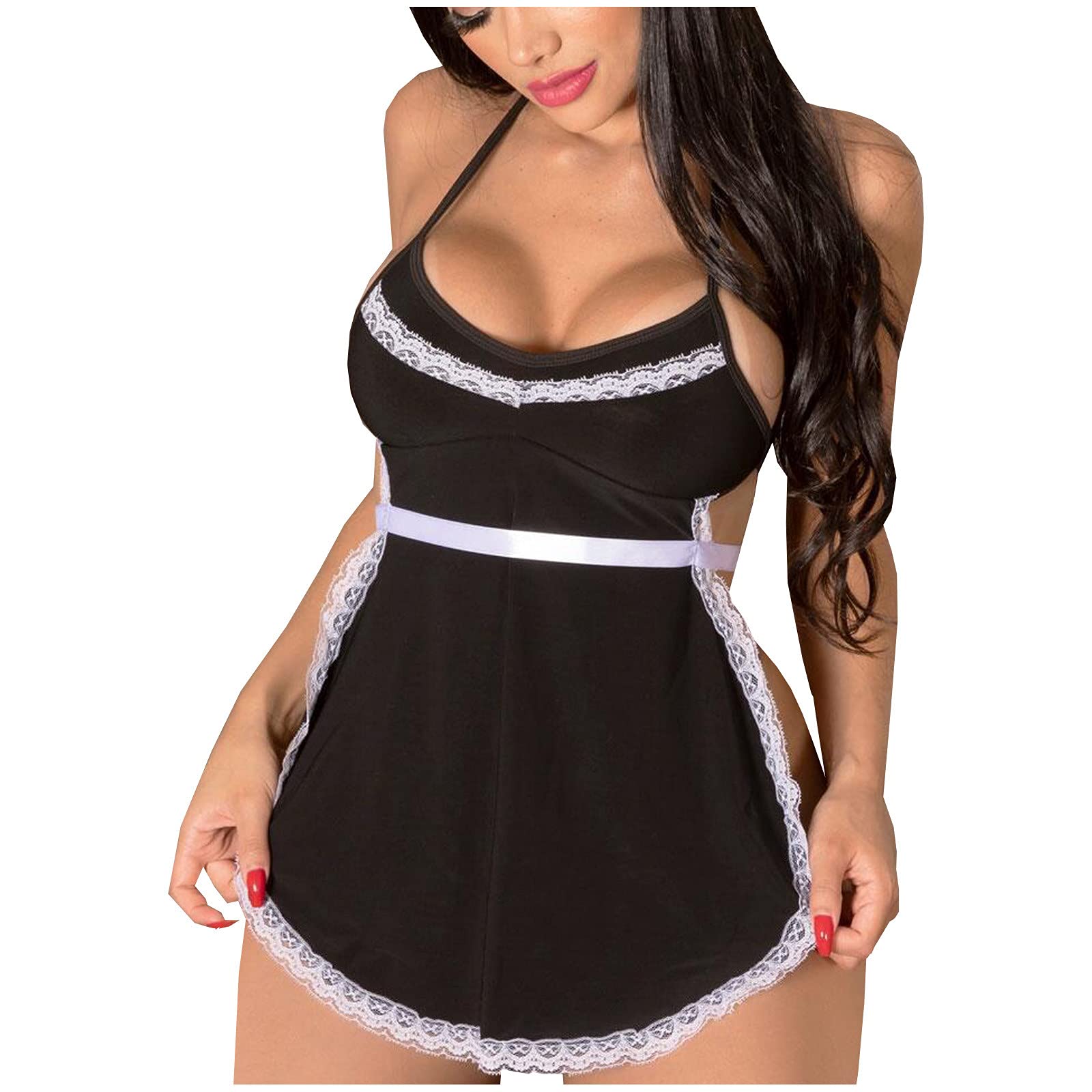 Sexy Lingerie for Women - Lace Teddy Babydoll Set with G-String & Garters | Romantic Nightwear for Couples, Valentine's Gift, Boudoir Photography