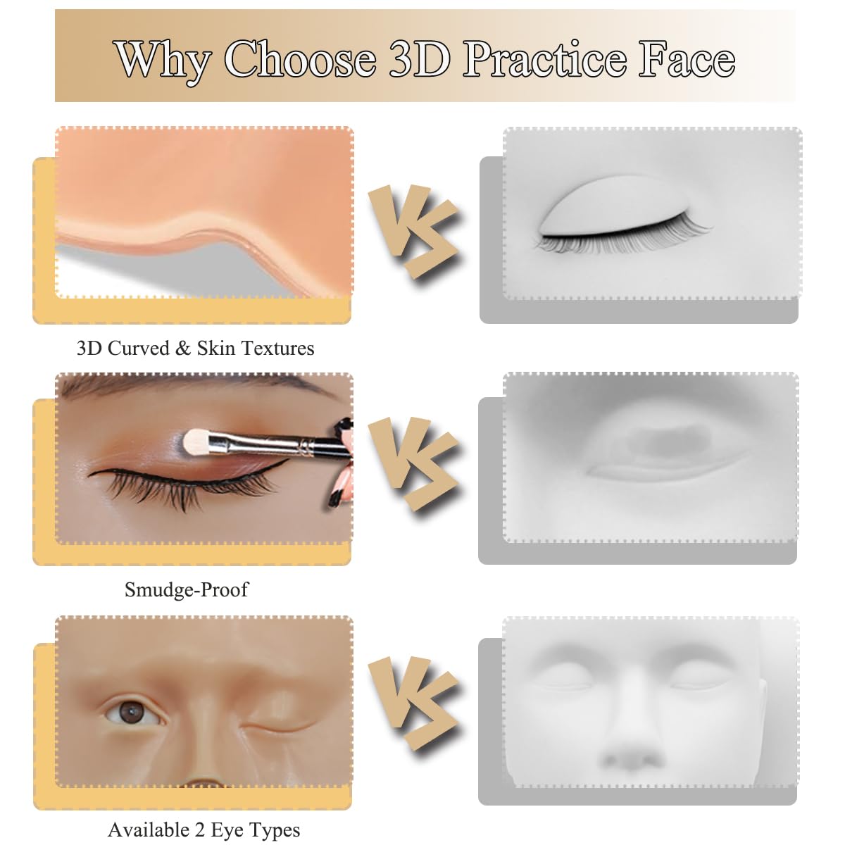 3D Reusable Makeup Practice Mannequin Head - Professional & Beginner Friendly for Cosmetology Training, Beauty School, and Home Practice | Perfect for Makeup Artists, Students, and DIY Enthusiasts