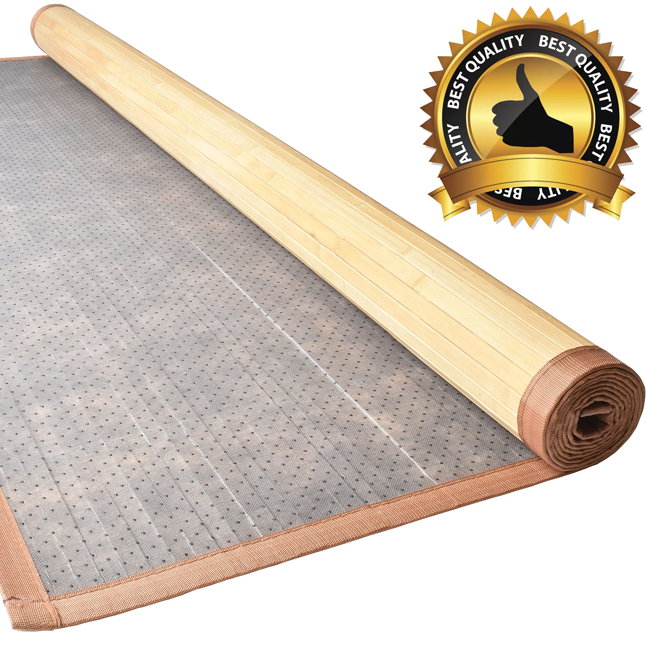 5x8 Bamboo Area Rug - Natural Light Brown Indoor/Outdoor Floor Mat for Living Room, Patio, Kitchen, Entryway - Durable & Eco-Friendly Bamboo Carpet for Home Decor