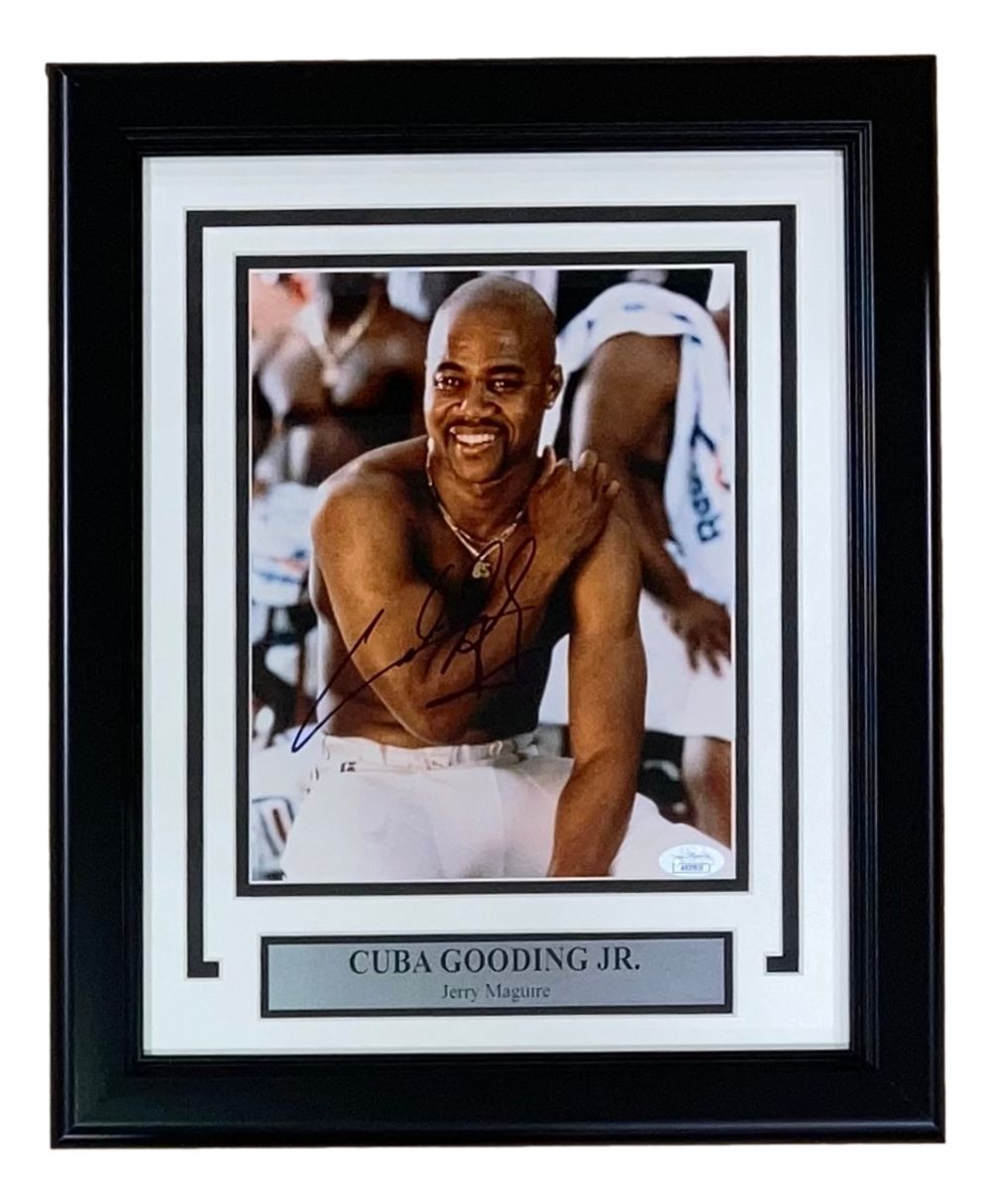 Authentic Cuba Gooding Jr. Signed Framed 8x10 Jerry Maguire Movie Photo with JSA COA - Perfect for Memorabilia Collectors & Movie Fans Home Theater Decor