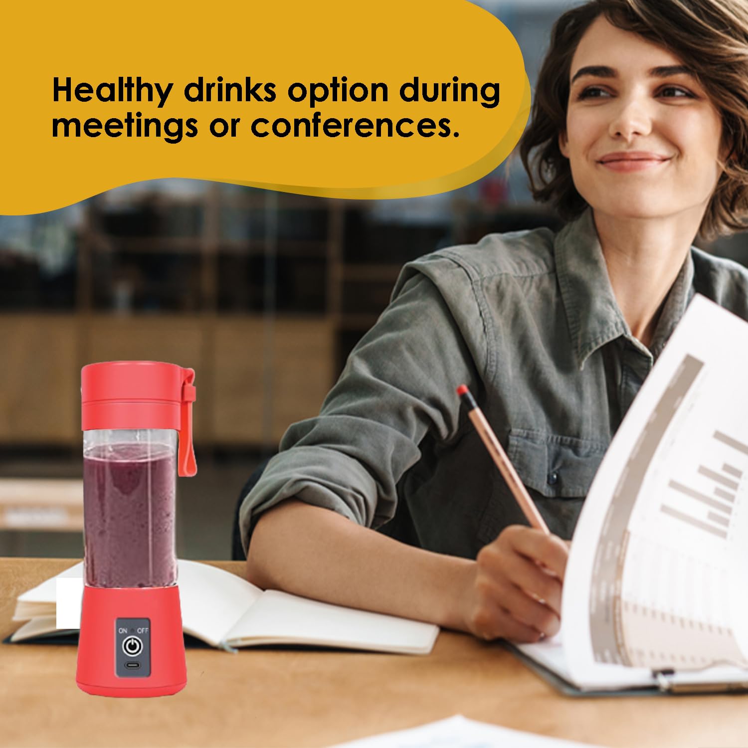 Portable Blender for Smoothies and Shakes - 600W Powerful Motor with Stainless Steel Blades - Compact Handbag Size Glass Jar - Perfect for Home, Office, Gym & Travel (Red) - Make Healthy Smoothies, Protein Shakes & Baby Food On The Go