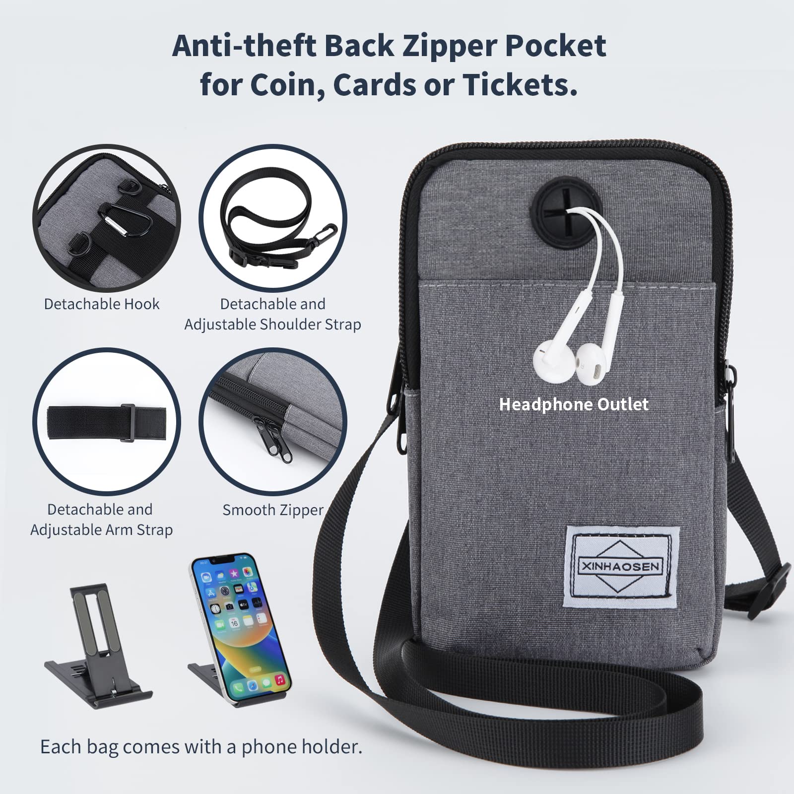 Waterproof Crossbody Phone Waist Bag - Travel, Running, Hiking & Gym Armband Wallet with Adjustable Strap (Black) - Perfect for Outdoor Activities & Hands-Free Convenience