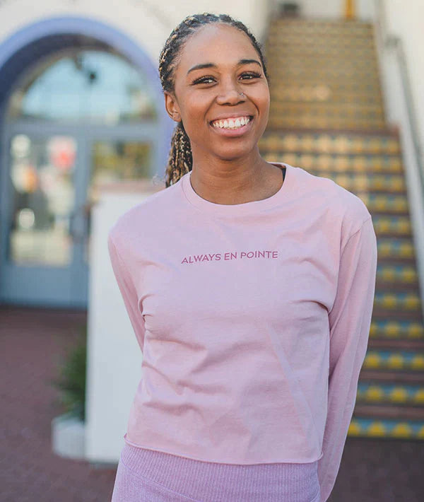 Always En Pointe Long Sleeve Crop Top - Ballet-Inspired Workout Shirt for Yoga, Dance & Fitness | Breathable & Stretchy Performance Tee