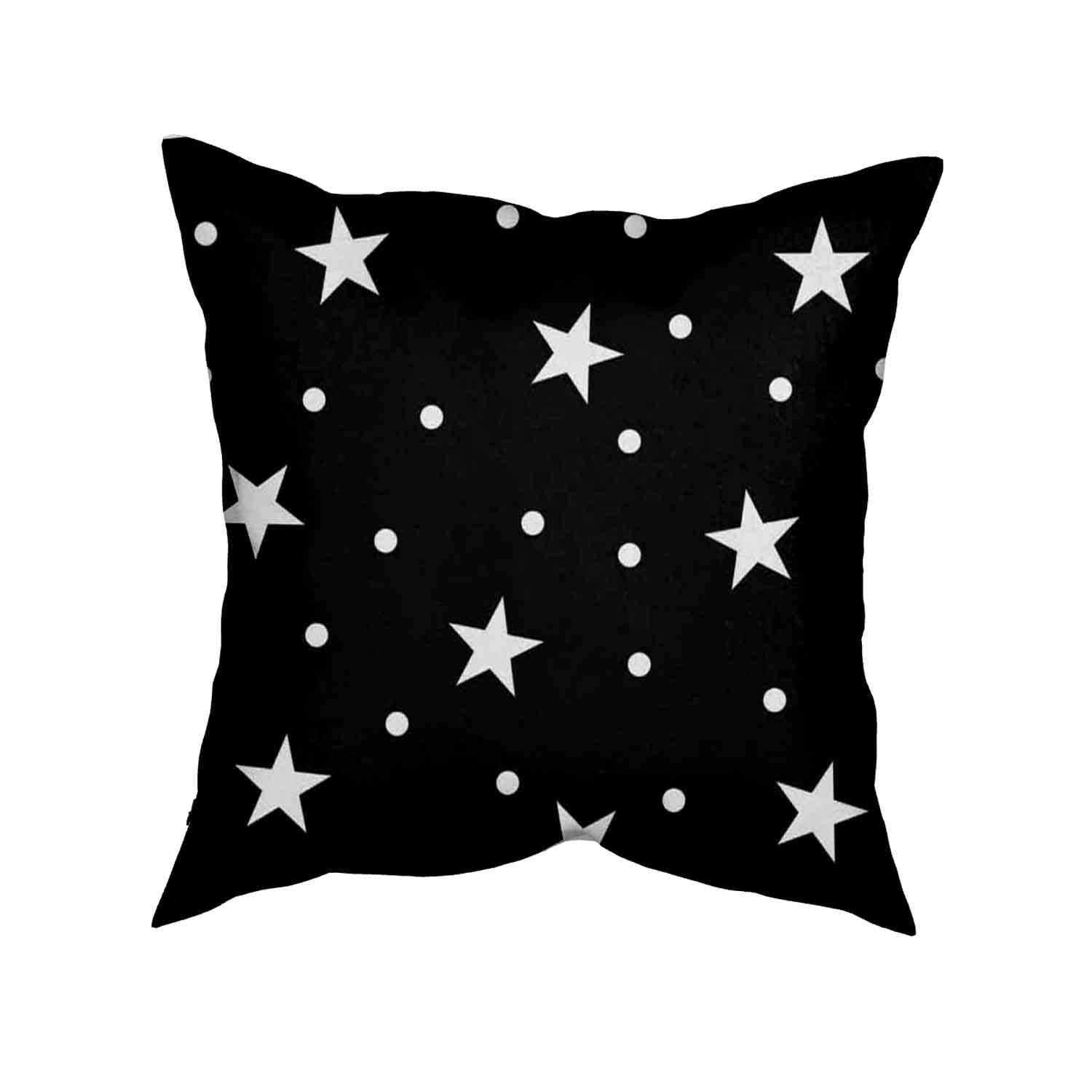 18x18 Decorative Throw Pillow Covers - Polka Dot Star Pattern in White & Black | Square Cushion Covers for Sofa, Bed, Living Room & Home Decor