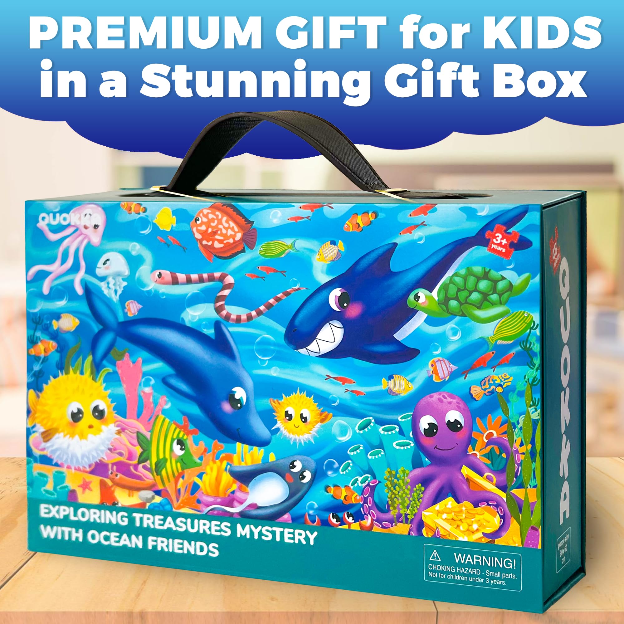 QUOKKA Giant 48-Piece Floor Puzzles for Kids Ages 2-6 | 2x3 Feet Large Educational Ocean Animal Puzzle Game for Toddlers & Preschoolers | Perfect for Birthday Gifts, Classroom Activities & Family Game Night