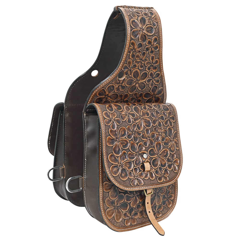 HILASON Genuine Soft Leather Western Horse Saddle Bag - Adjustable Brown Equestrian Saddlebag for Trail Riding & Horse Shows | Durable Riding Accessory for Cowboys & Equestrians