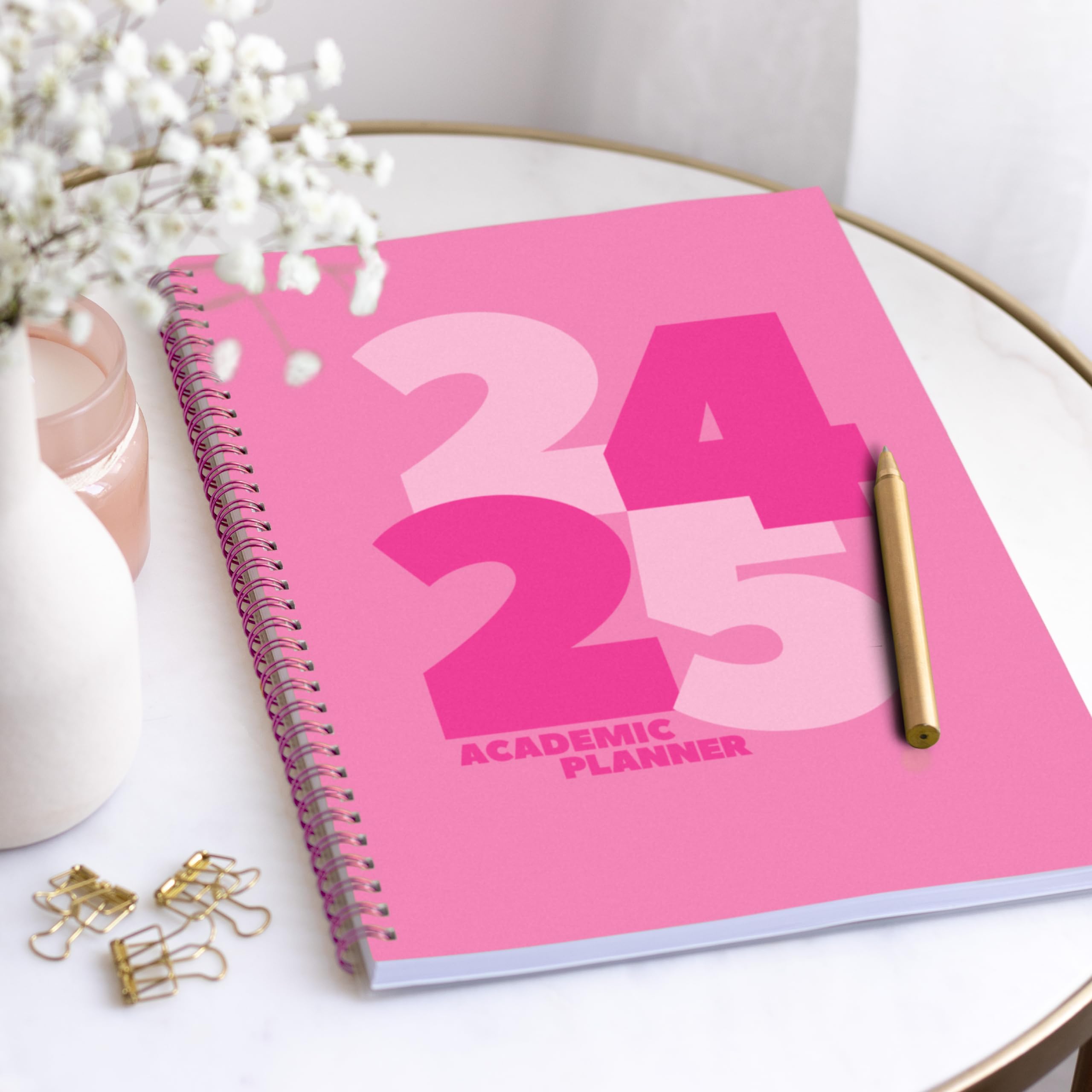 2024-2025 Academic Planner | 18-Month Weekly & Monthly Organizer with Twin-Wire Binding | 8.5 x 11 Inch Pink Planner with Sturdy Cover & Notes Pages | Perfect for Students, Teachers & Professionals - School, Office & Home Use