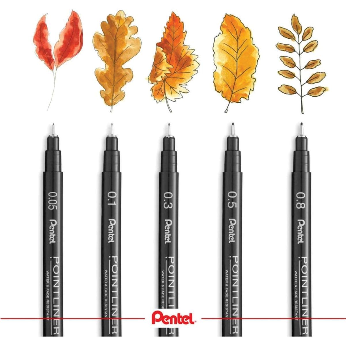 Pentel Arts Pointliner Fine Line Drawing Pen - 0.05mm Ultra Fine Tip, Black Ink, 12-Pack (S20P-05A) - Perfect for Sketching, Technical Drawing & Calligraphy