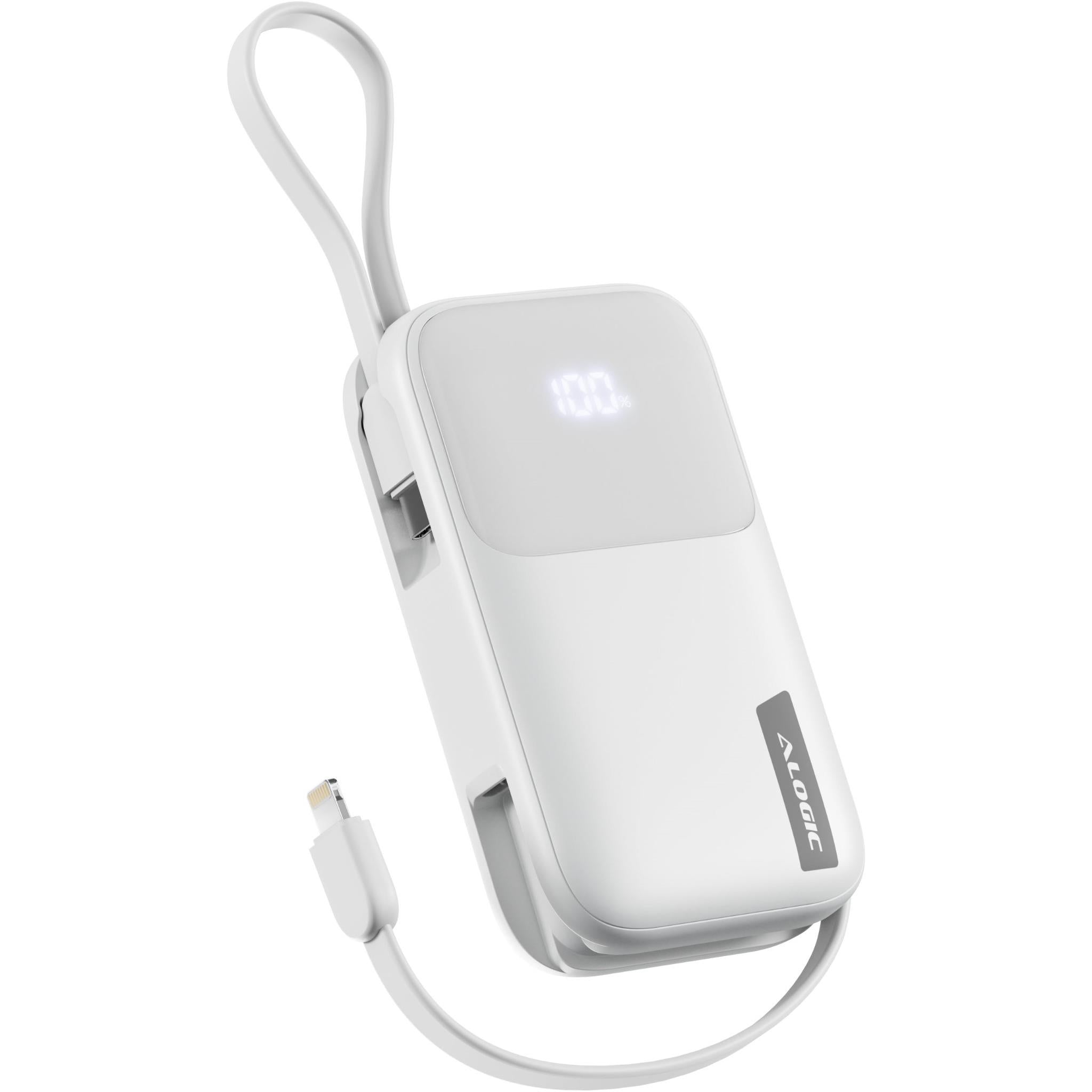 ALOGIC 10K 20W Fast Charging Power Bank with USB-C & Lightning Port - Portable Charger for iPhone, Android, AirPods - Perfect for Travel, Camping & Emergency Backup (White)