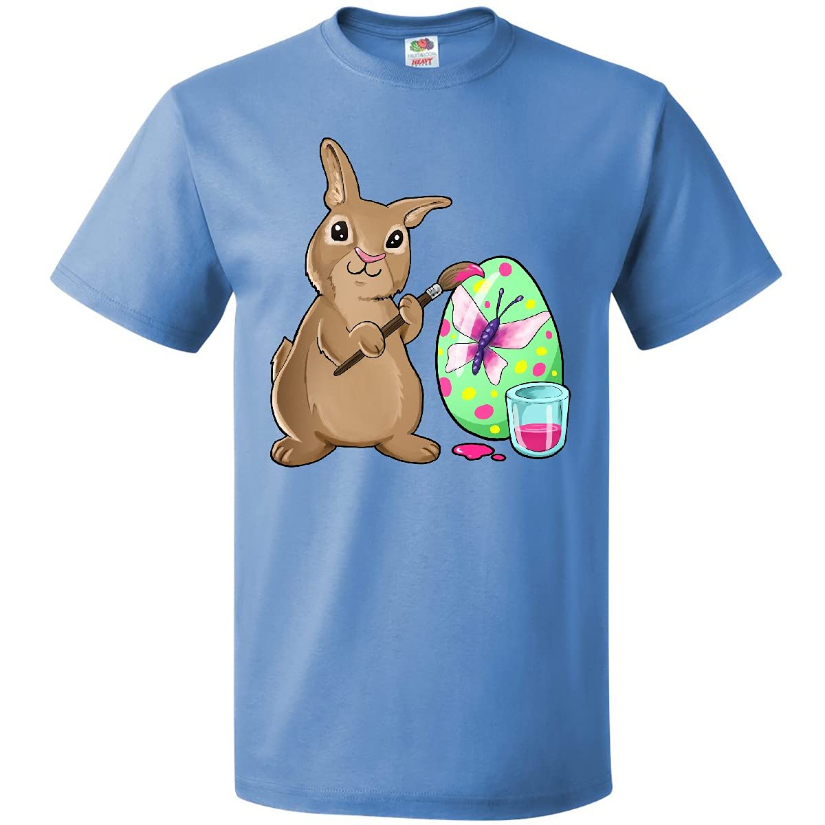 Inktastic Cute Brown Easter Bunny Painting Egg Graphic T-Shirt - Perfect for Easter Celebrations, Spring Parties & Casual Wear