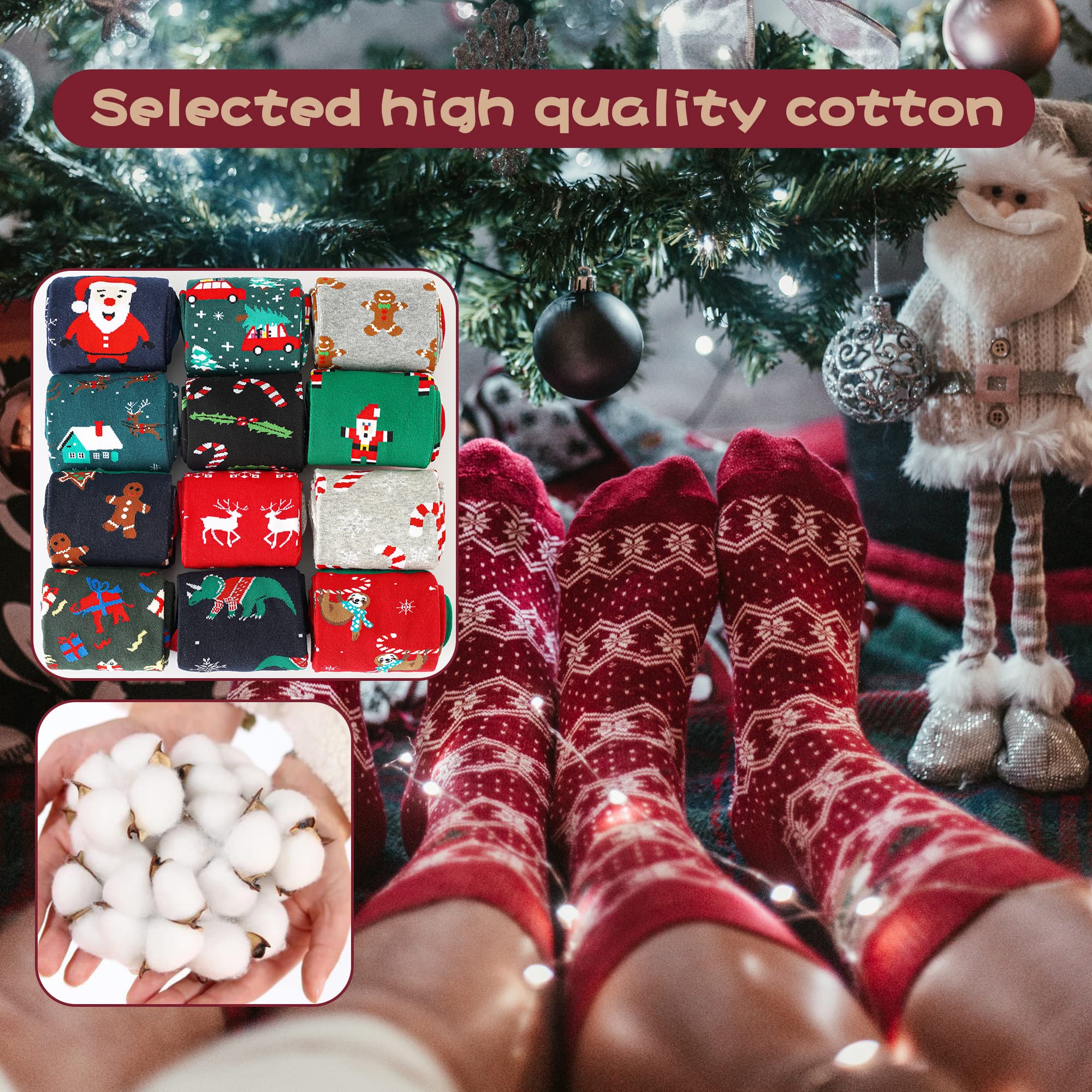 BONANGEL 6 Pairs Christmas Socks for Men - Cozy Holiday Socks with Festive Designs, Perfect Christmas Gifts for Dad, Husband, Boyfriend - Great for Stocking Stuffers, Office Parties & Family Gatherings