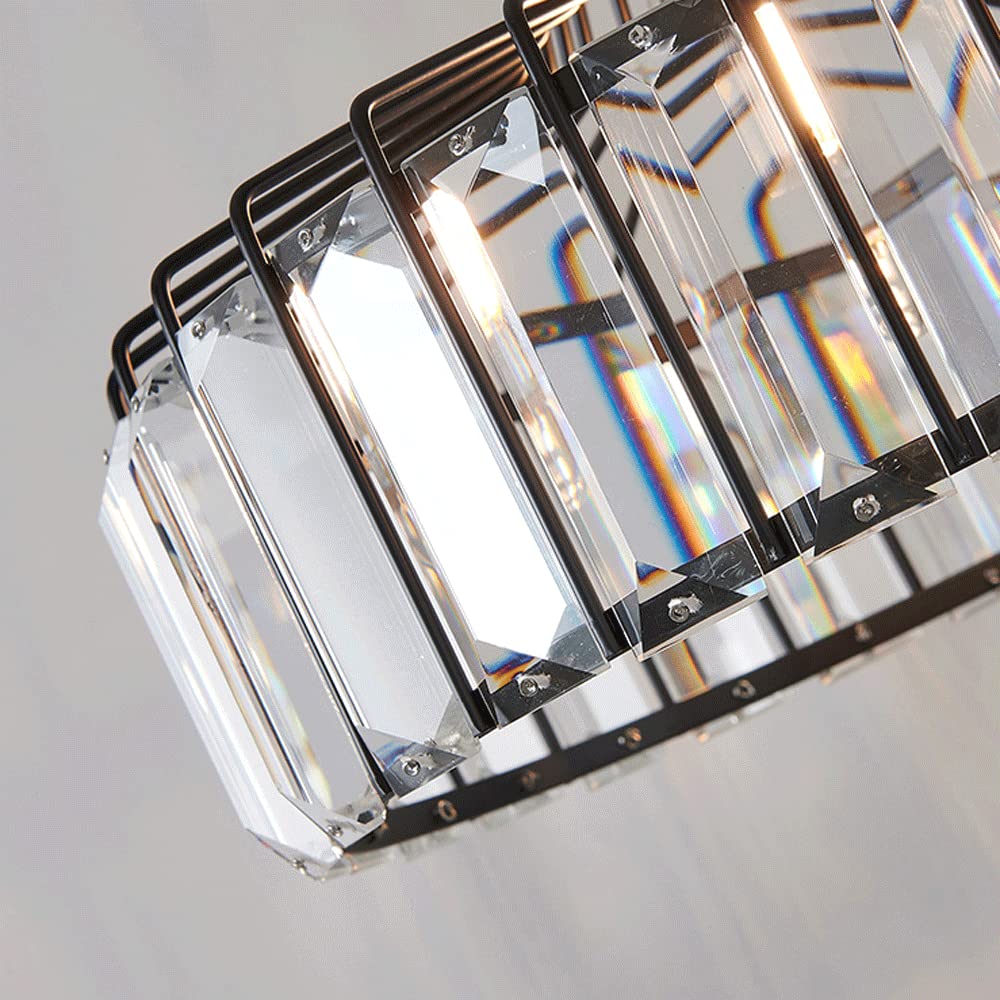 Modern Crystal Chandelier - Elegant Round Pendant Light for Bedroom, Balcony, Bathroom & Dining Room - Wrought Iron Hanging Fixture for Luxury Home Decor, Clothing Store Lighting & Interior Design