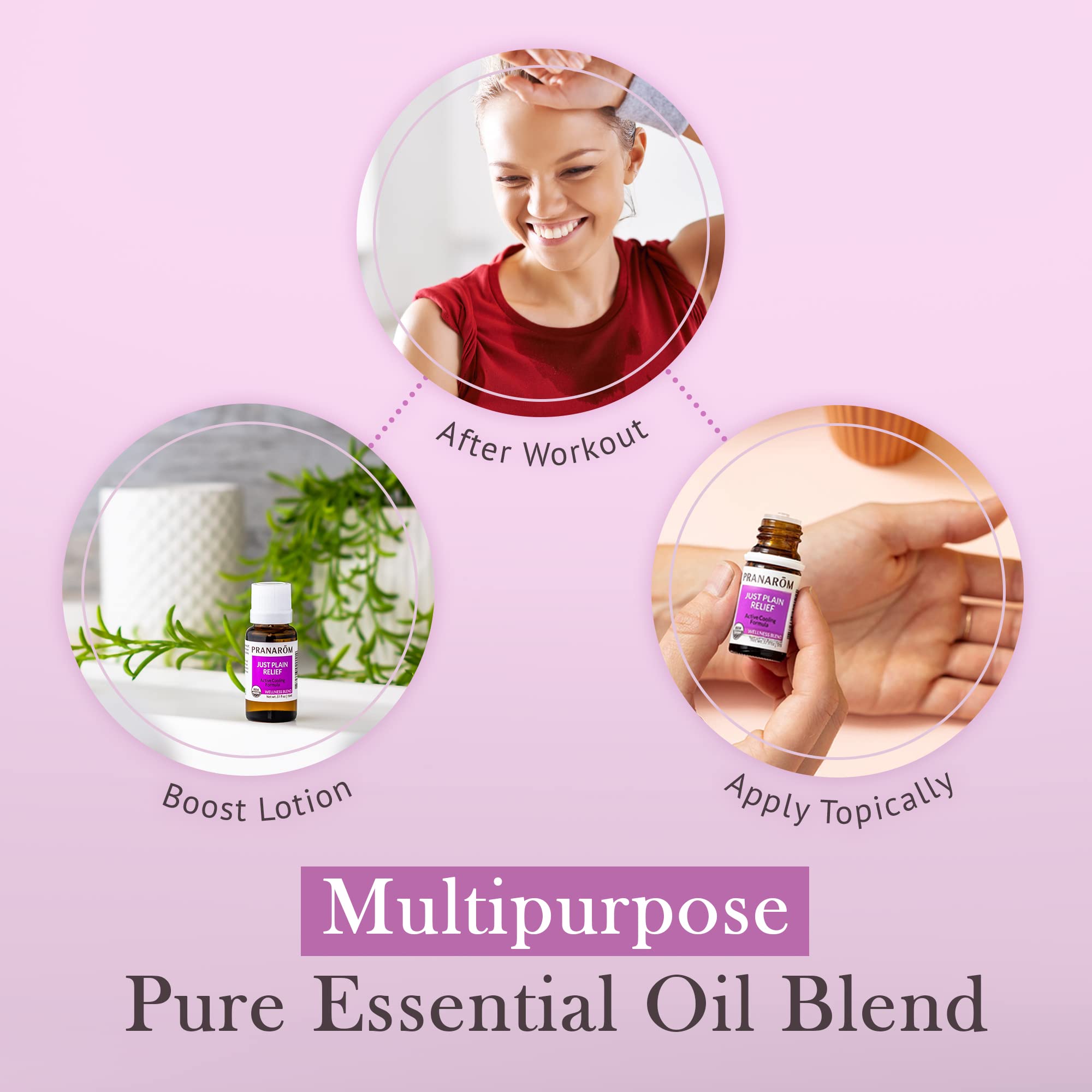 Pranarom Organic Just Plain Relief Essential Oil for Aromatherapy - 15ml Pure Therapeutic Grade for Stress Relief, Relaxation & Massage - Perfect for Diffusers, Bath & Home Spa