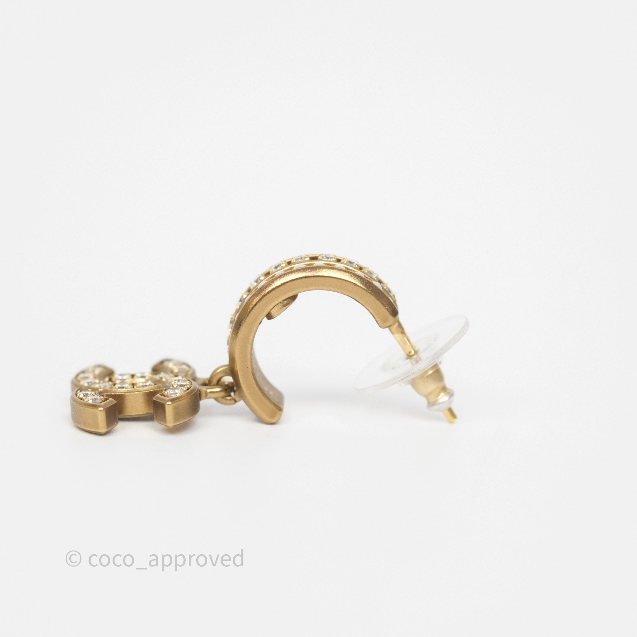 Chanel CC Crystal Pearl Hoop Earrings Gold Tone 21C - Luxury Fashion Jewelry for Women, Elegant Pearl & Crystal Design - Perfect for Parties, Weddings & Special Occasions