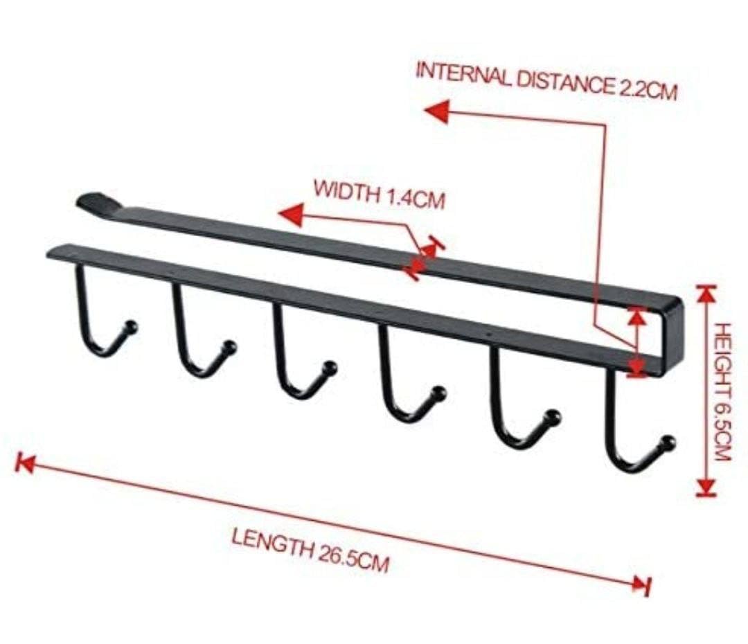 MVM Enterprise Under Shelf Organizer - Heavy Duty Cabinet Hook Hanger for Mugs, Cups, Pots & Pans - Space Saving Kitchen Storage Solution - Perfect for Small Kitchens, RVs & Dorm Rooms
