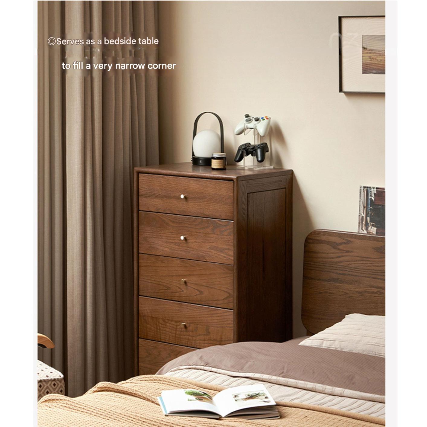 Solid Oak Wood Modern Chest of Drawers - 5-Drawer Dresser for Bedroom, Living Room & Office Storage - Stylish & Durable Furniture for Home Organization
