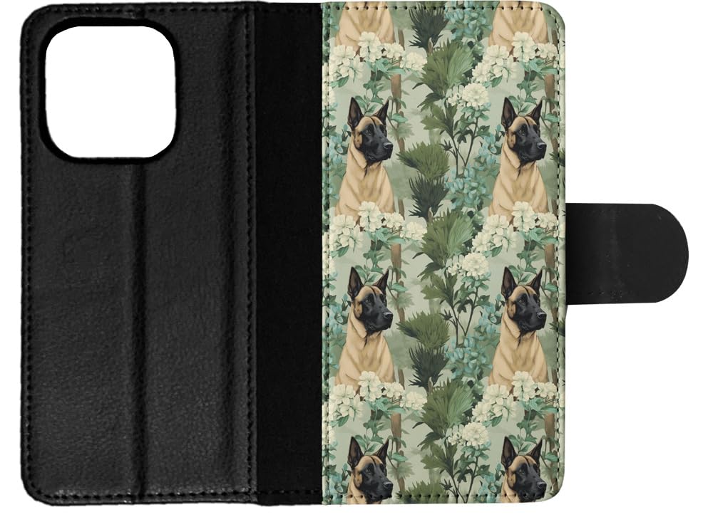 Stylish Malinois Puppy Faux Leather Flip Wallet Phone Case for Apple iPhone 14 Pro - Perfect for Dog Lovers & Everyday Use