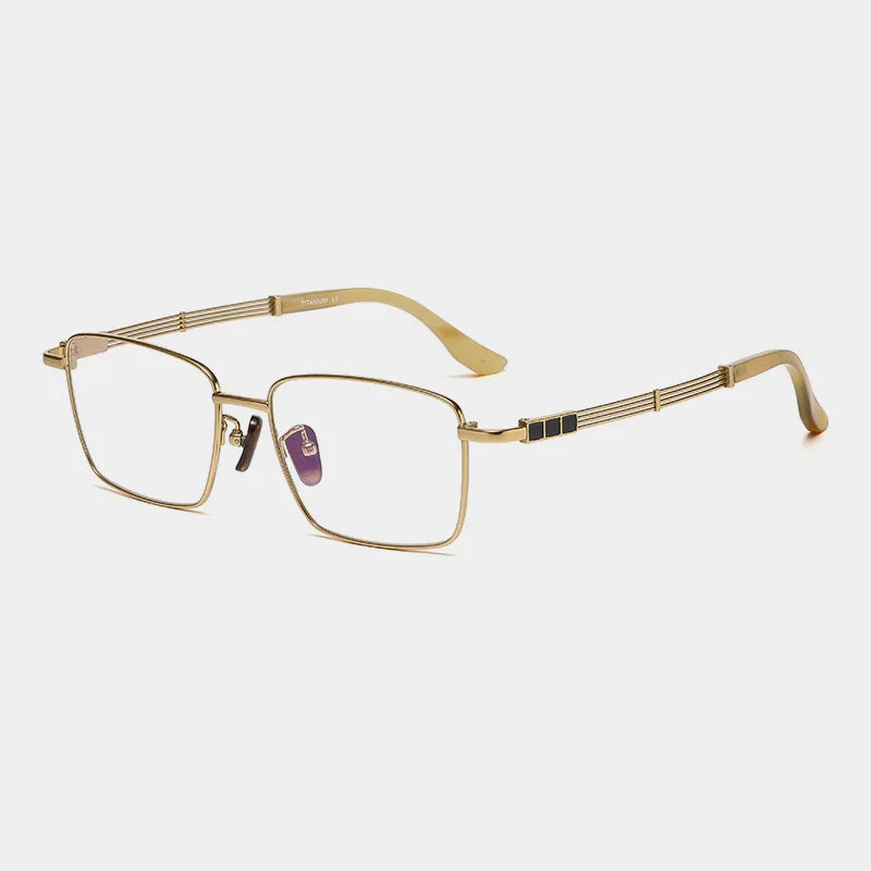 Black Titanium Square Eyeglasses for Men & Women - Lightweight Full Rim Frame (Model 80115) | Perfect for Reading, Work & Fashion Accessories