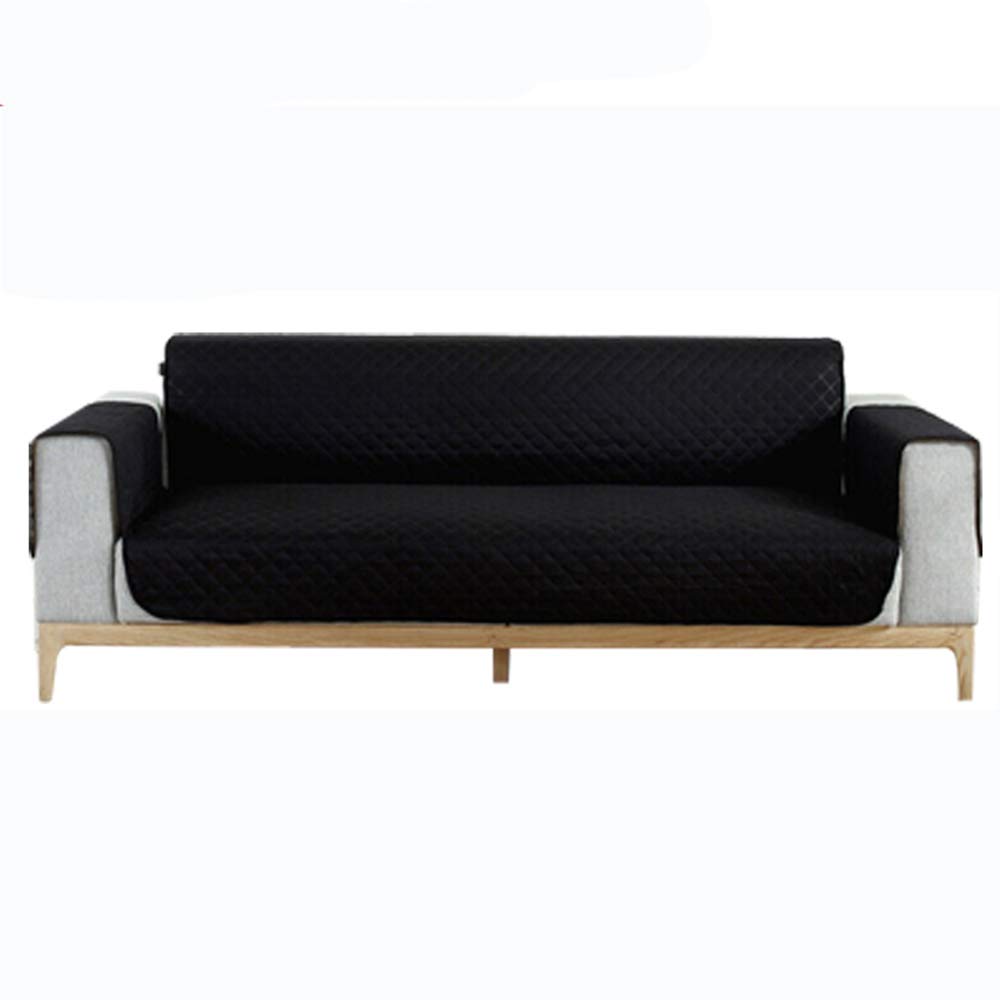 Quilted Water Resistant Sofa Slipcover with Elastic Straps - Furniture Protector for Pets & Kids - Black, 66x76 Inch - Perfect for Living Room, Family Room & Pet-Friendly Homes