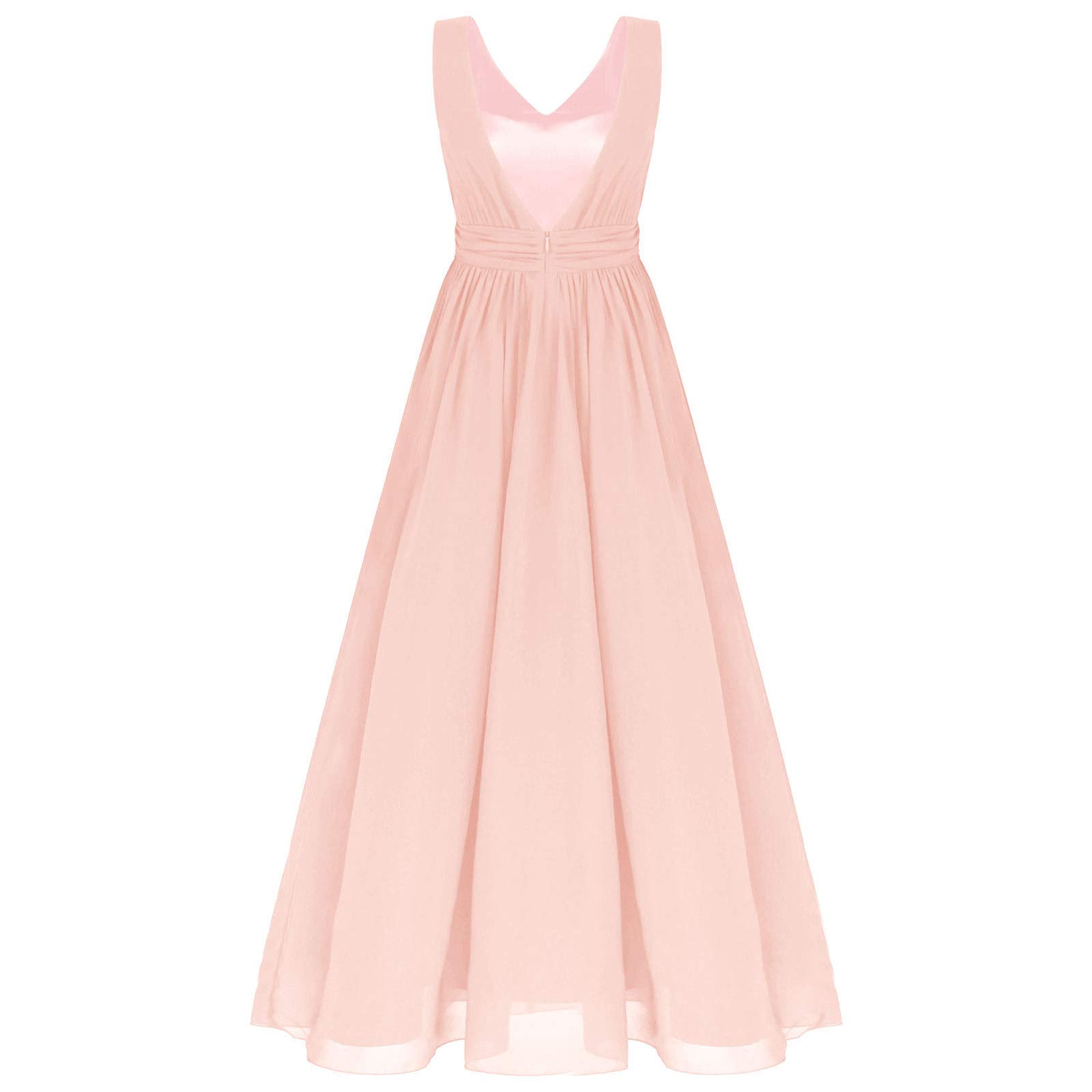 Elegant CHICTRY Women's V-Neck Long Chiffon Formal Dress with Empire Waist - Perfect for Weddings, Bridesmaids, Prom & Evening Parties