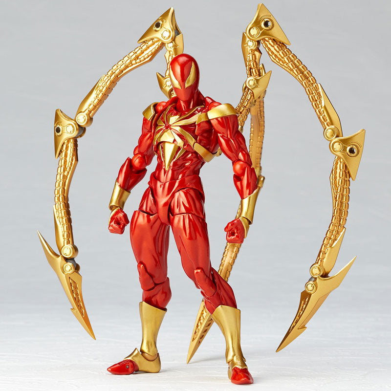 Amazing Yamaguchi Revoltech No. 023 Iron Spider Action Figure - Highly Articulated Marvel Spiderman Collectible (Reissue) for Display, Photography & Superhero Fans