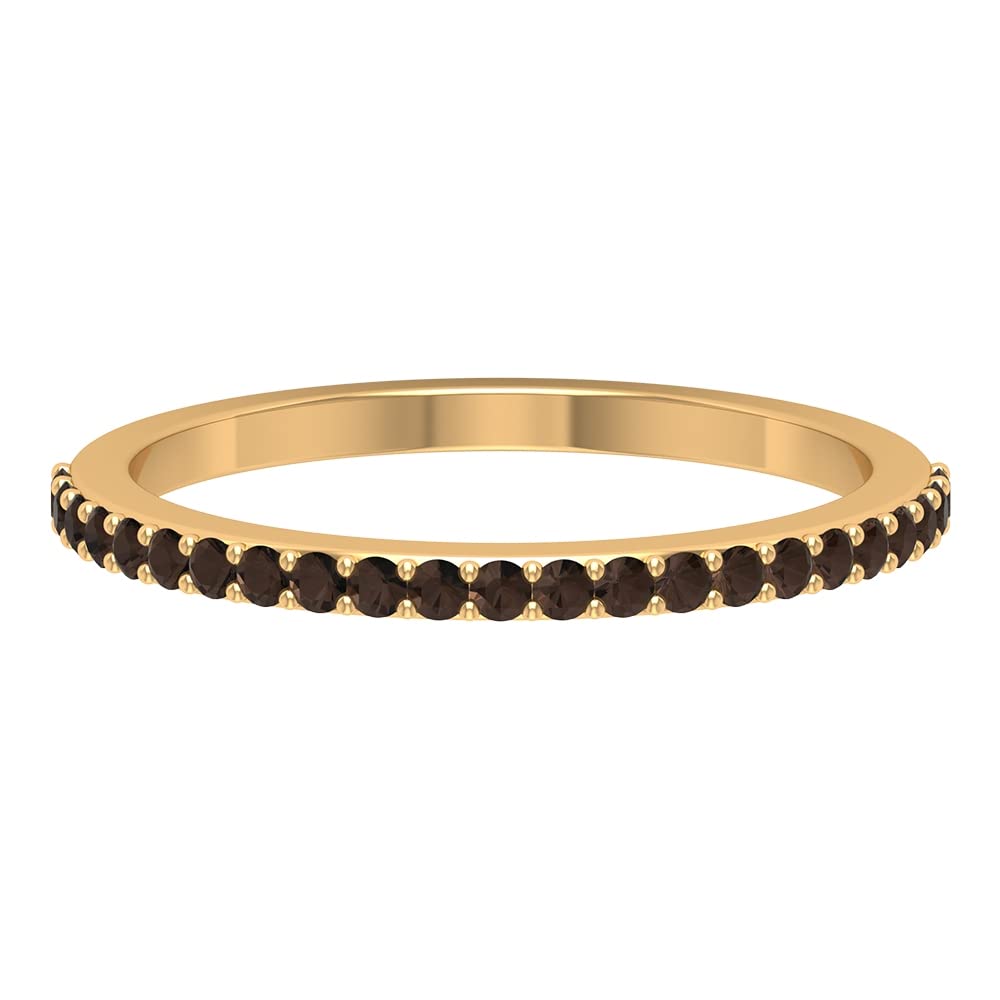 Elegant Smoky Quartz Half Eternity Ring for Women - 14K Solid Gold Wedding Band, Anniversary Gift & Everyday Jewelry - Perfect for Date Nights, Office Wear and Special Occasions