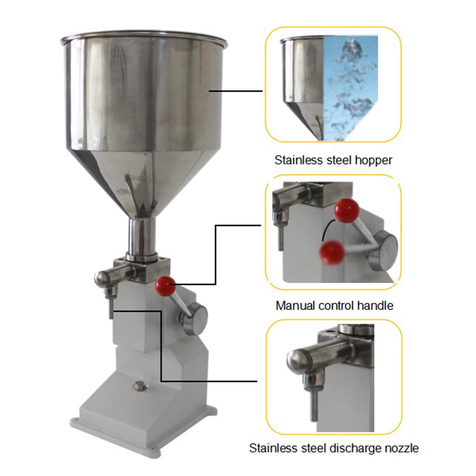 INTBUYING Manual Liquid Filling Machine - Stainless Steel 10L Hopper Bottle Filler for 5-60ml Adjustable Paste & Liquid (Ideal for Cosmetics, Essential Oils, and DIY Projects)