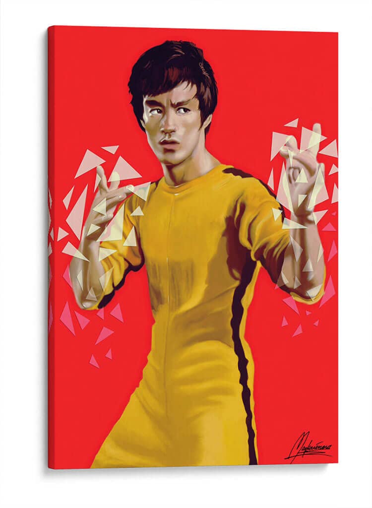 Bruce Lee Canvas Wall Art Print - 32x48 Inch Celebrity Portrait Painting by Artist Mayka Ienova - Home & Office Decor for Movie Fans, Martial Arts Enthusiasts