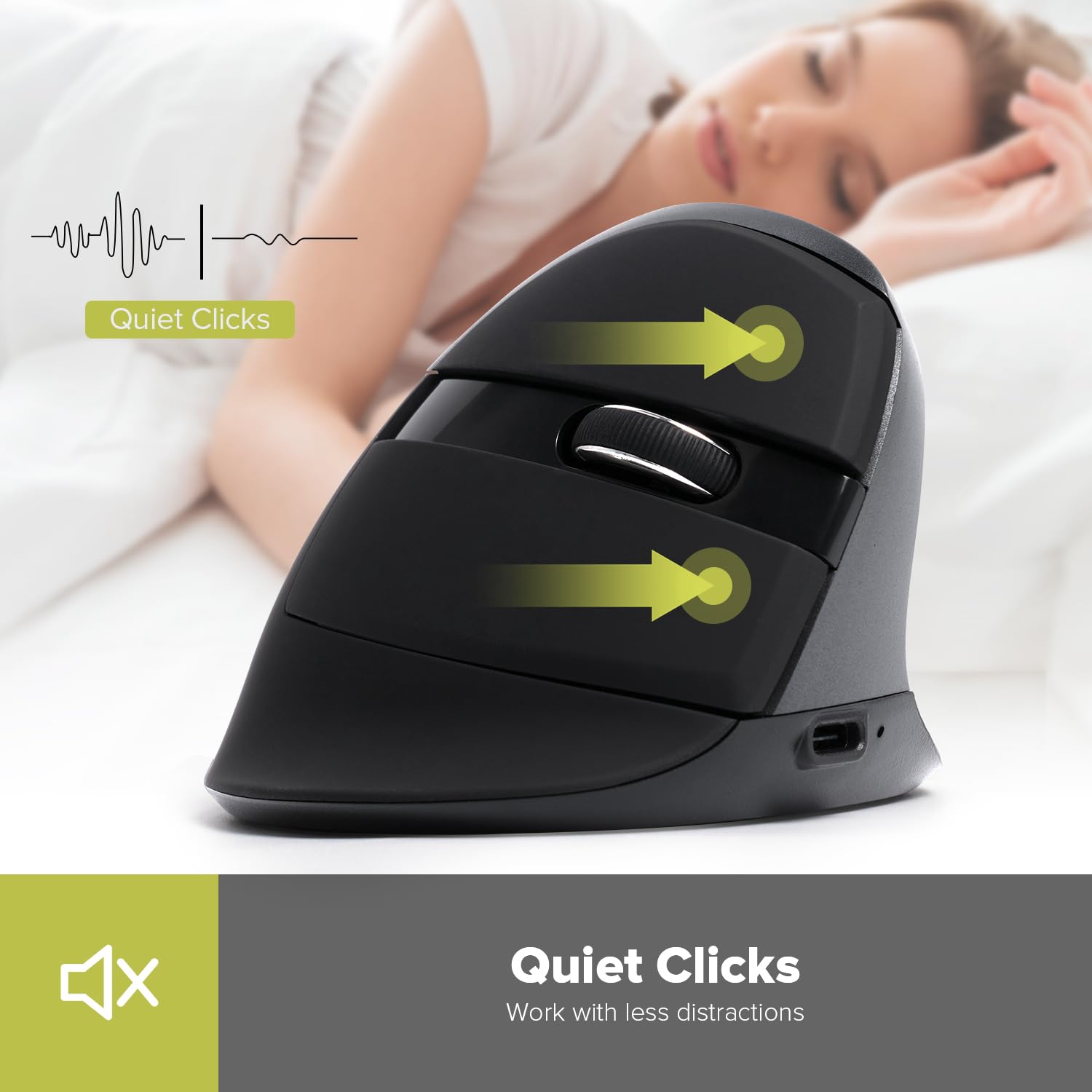 DELUX Wireless Vertical Ergonomic Mouse - Rechargeable 2.4G Bluetooth Mouse with Silent Click, 6 Buttons & 4000 DPI for Comfortable Computing - Ideal for Office Work, Gaming & Reducing Wrist Pain (M618mini-Iron Grey)