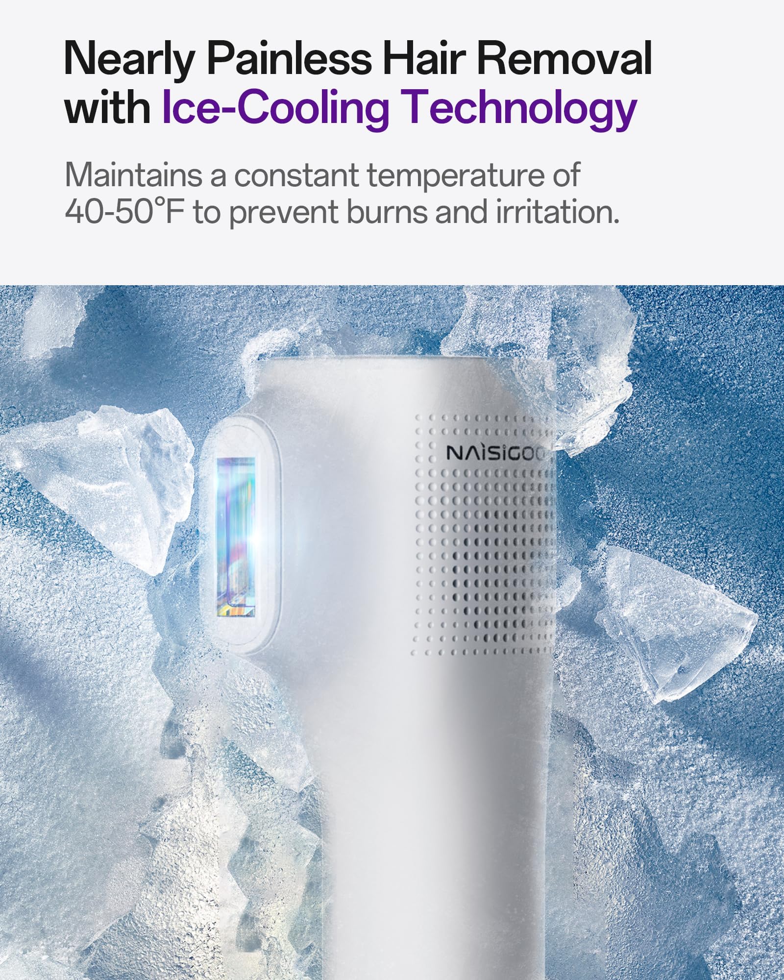 Painless IPL Laser Hair Removal Device with 40°F Sapphire Ice Cooling for Women & Men - Permanent At-Home Hair Removal for Face, Armpits, Bikini & Body | Salon-Quality Results for Smooth Skin at Home