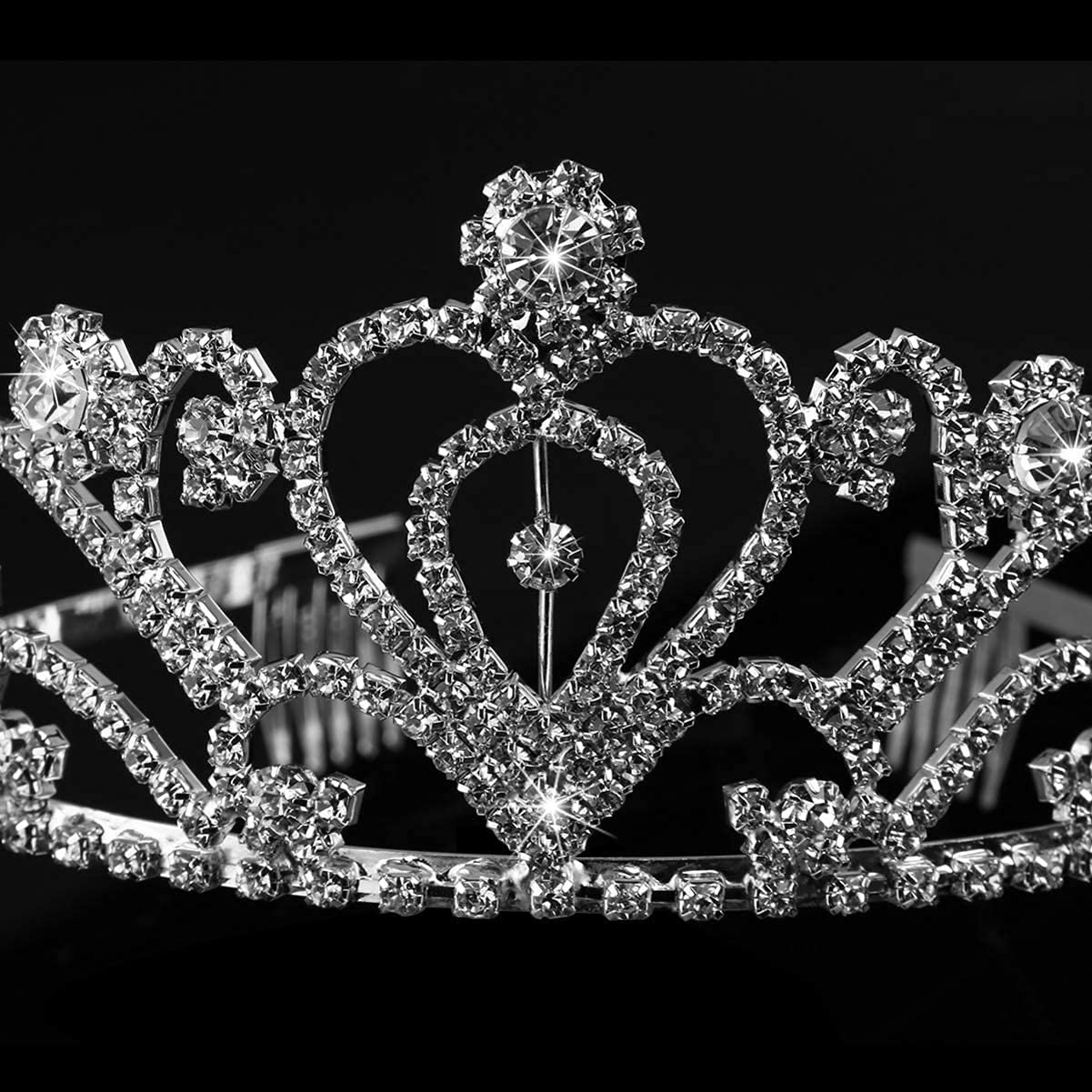 Silver Crystal Tiara Crown Headband for Women & Girls - Elegant Bridal Wedding Prom Birthday Party Hair Accessories | Perfect for Princess-Themed Events, Pageants, and Special Occasions