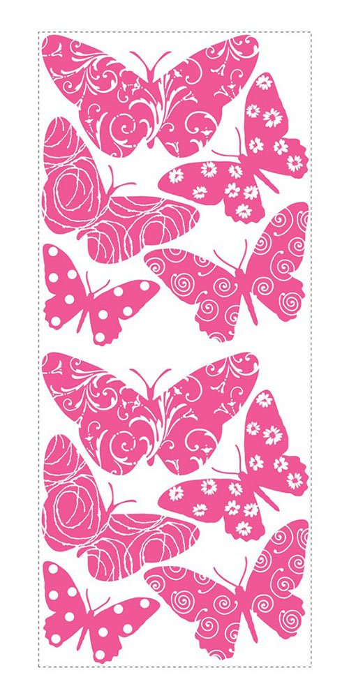 RoomMates RMK3143GM Flocked Butterfly Peel and Stick Giant Wall Decal - Self-Adhesive Home Decor for Bedroom, Nursery, Living Room & Dorm Room