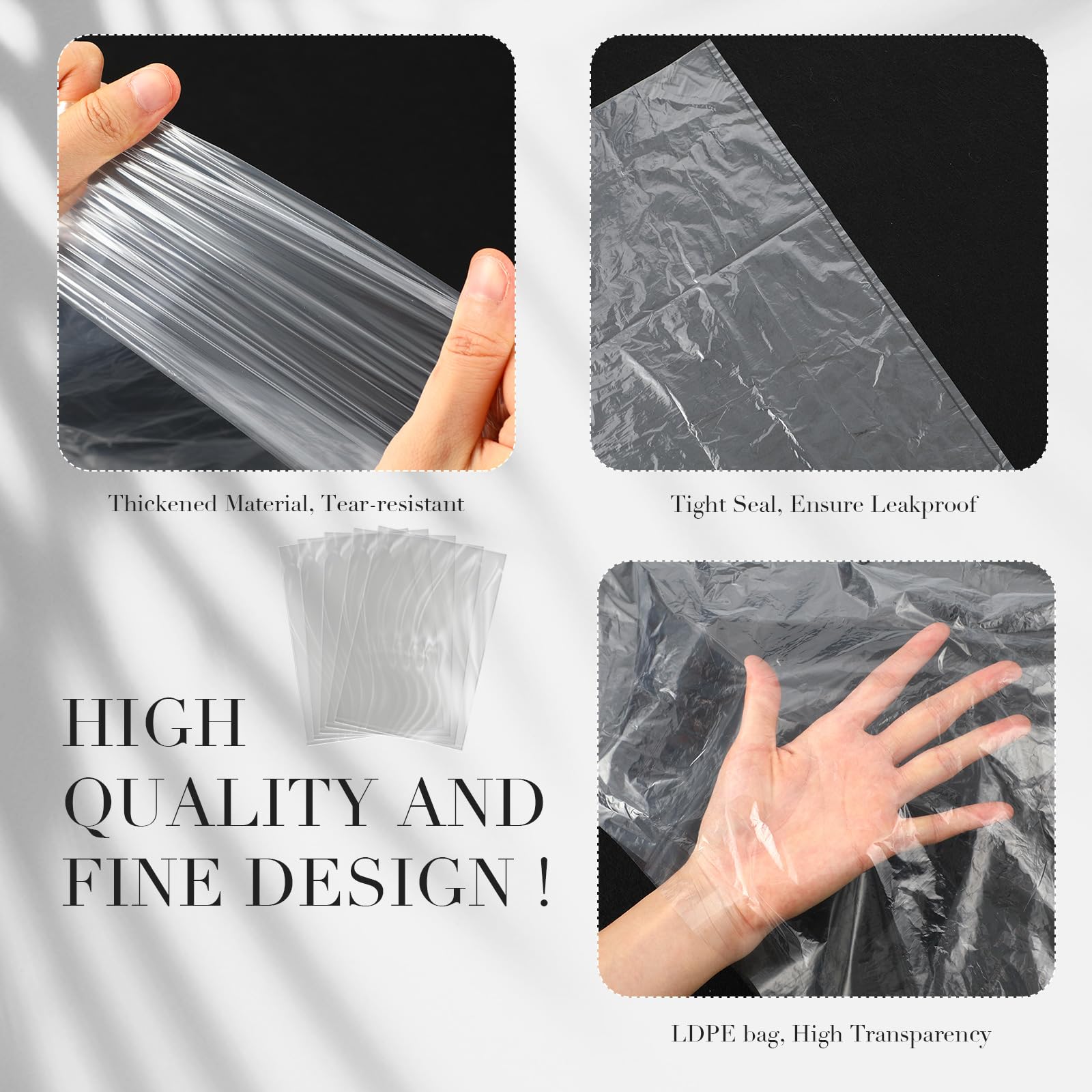 Yeaqee 100 Pack 12x18 Inch Clear Plastic Bags - 1.1 Mil Thick Poly Bags for Packaging, Storage & Shipping - Perfect for Bread, Dough, Clothes, Toys & Popcorn - Resealable Flat Poly Bags for Retail, Bakery & Home Organization