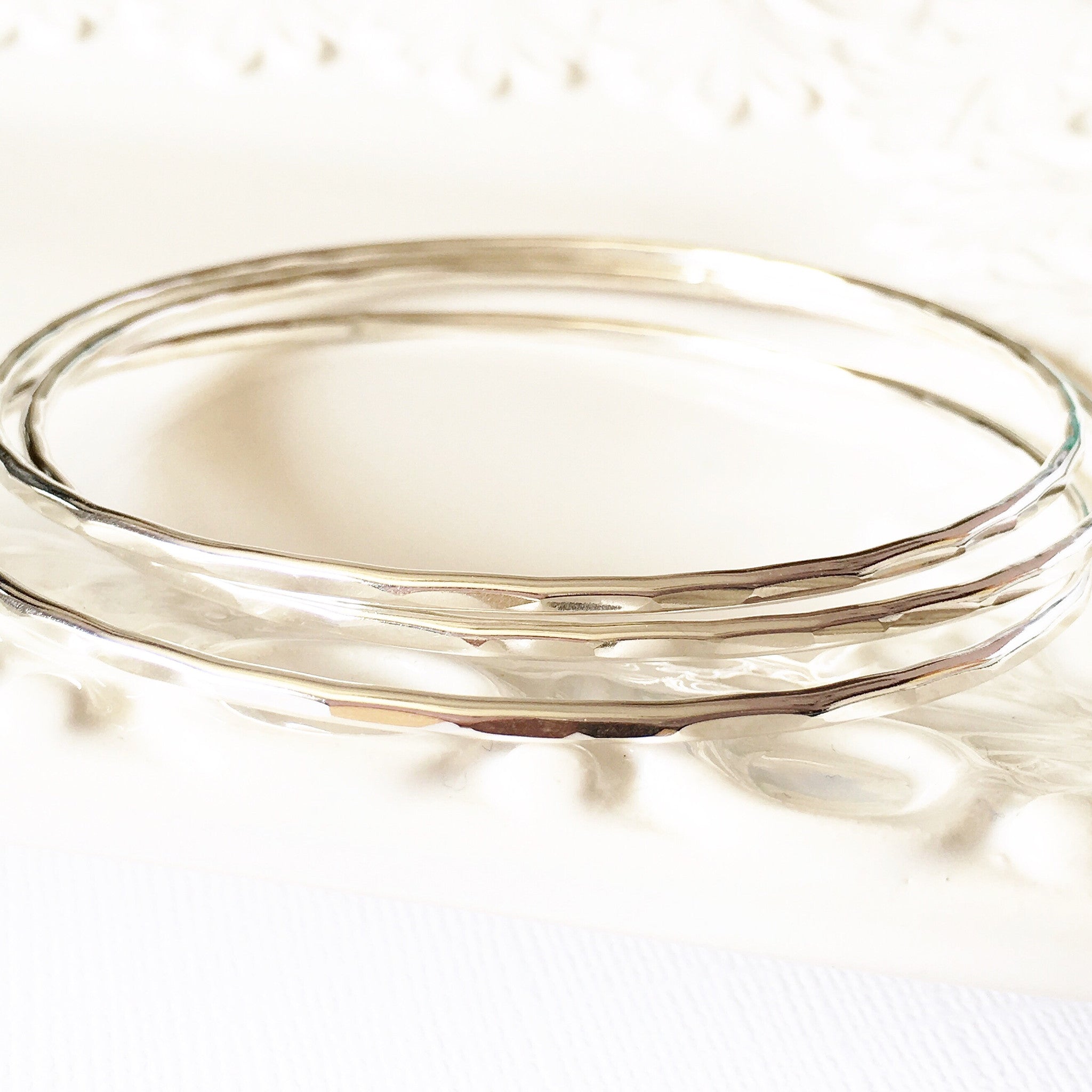 Carly Sterling Silver Bangles Set (B166) - Elegant Stackable Bracelets for Women, Perfect for Parties, Weddings & Everyday Wear