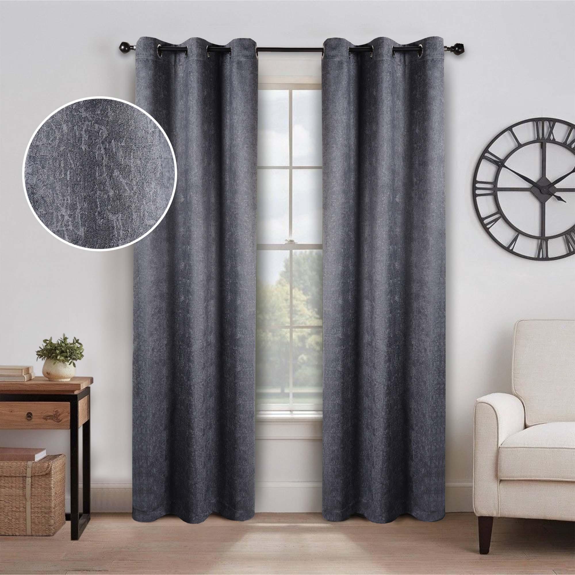 Blackout Senna Solid Textured Grommet Curtain Panels Set - Thermal Insulated Room Darkening Drapes for Bedroom & Living Room - Noise Reducing Window Treatments for Home Decor