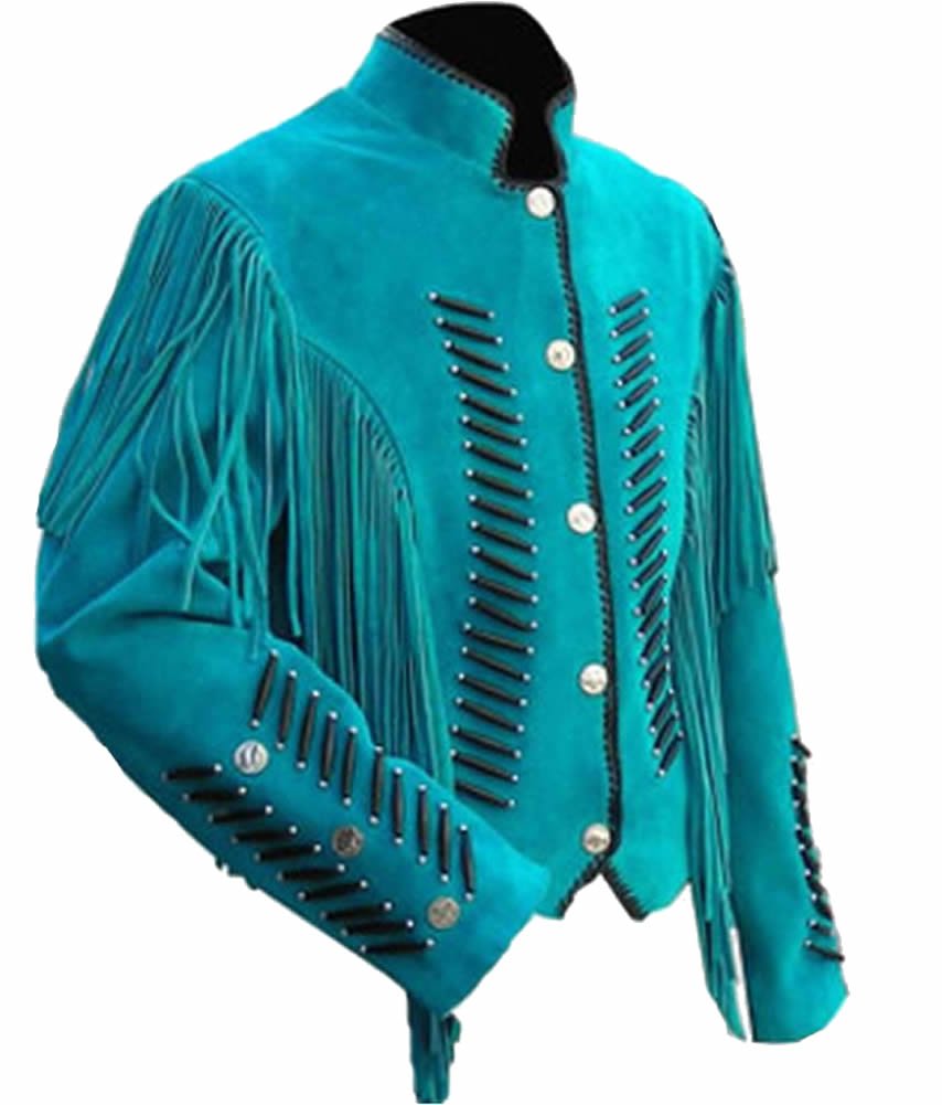 Women's Western Leather Jacket Turquoise - Stylish Cowgirl Coat for Rodeo, Country Music Festivals & Outdoor Adventures