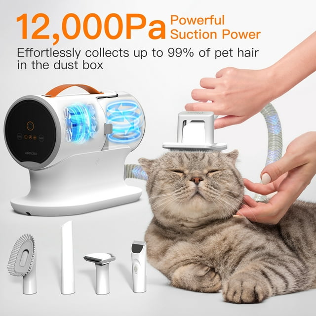 Airrobo PG100 Professional Pet Grooming Kit for Dogs & Cats - Complete Hair Clipper, Brush, Scissors & Nail Trimmer Set for Home Grooming & Shedding Control